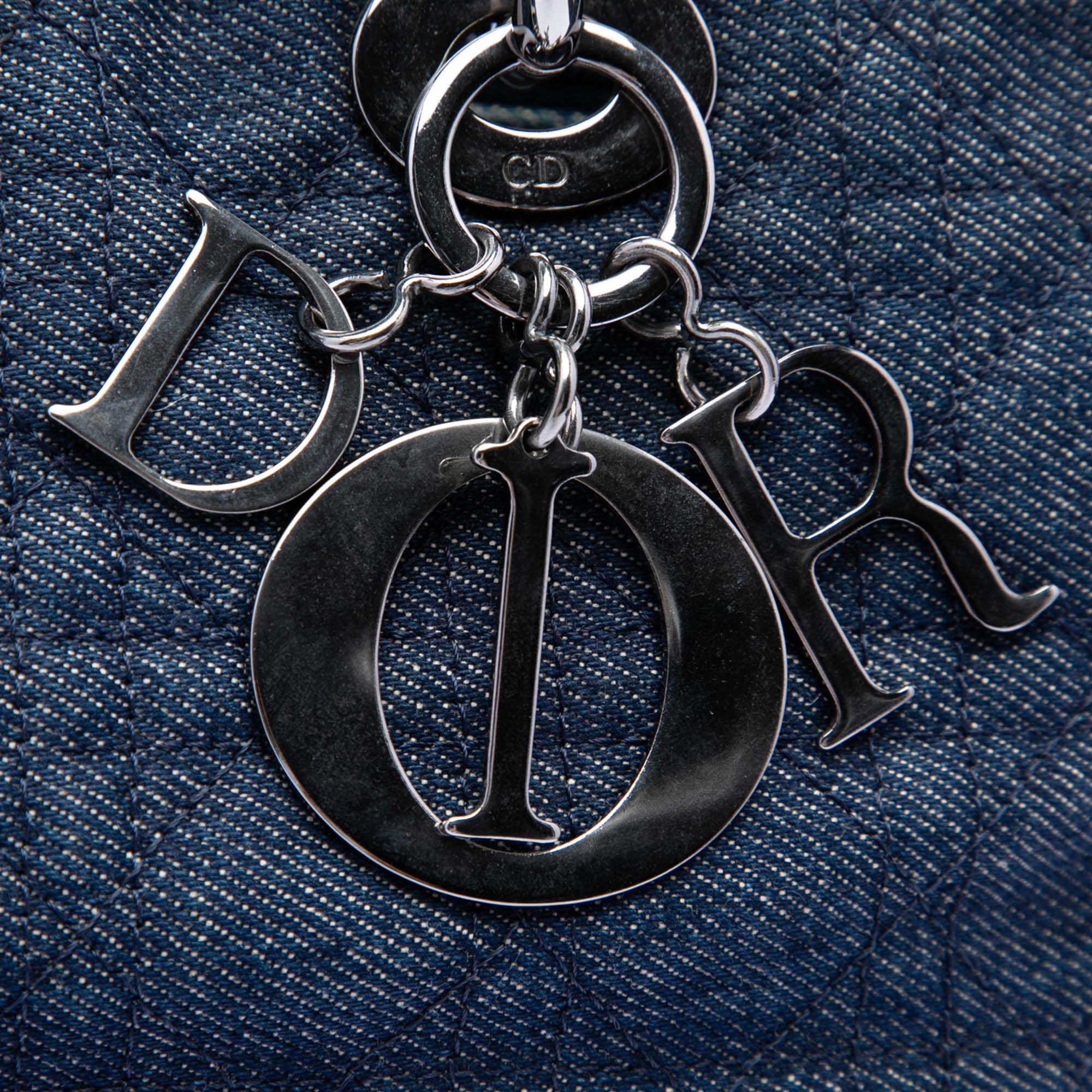 Dior Large Denim Cannage Lady Dior