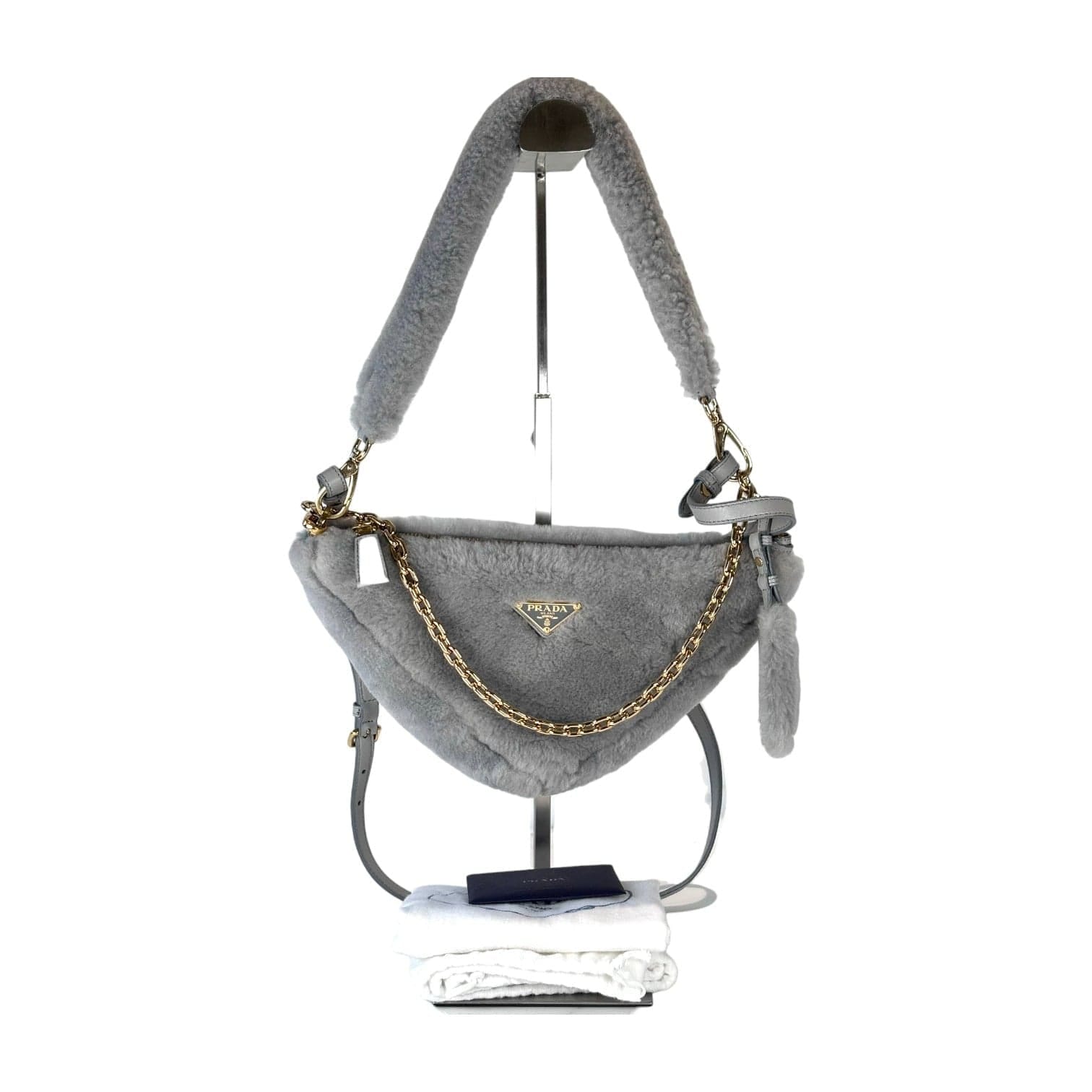 Prada Wool Triangle Shoulder Bag Grey