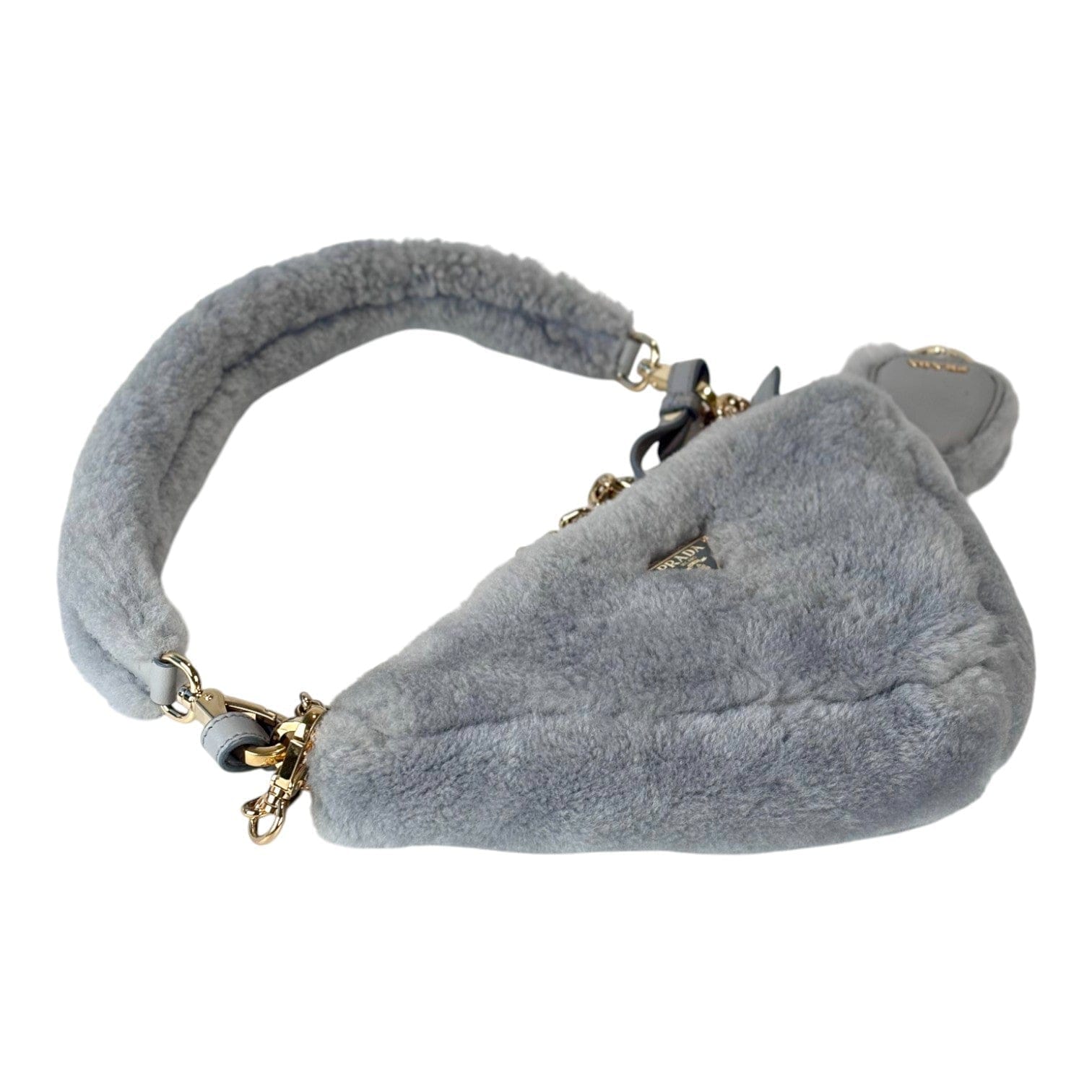 Prada Wool Triangle Shoulder Bag Grey
