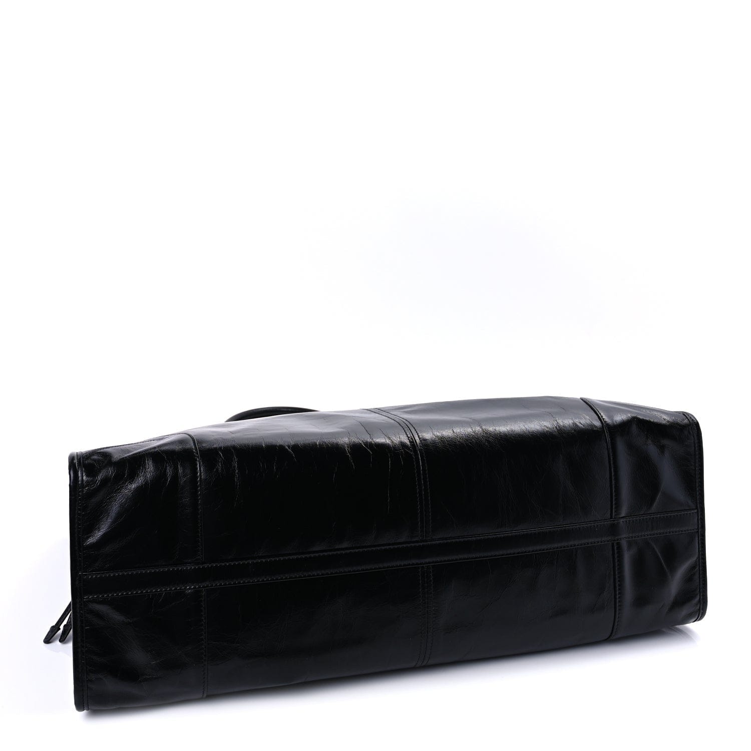 Prada Glossy Calfskin Triangle Extra Large Bonnie Shoulder Bag Black