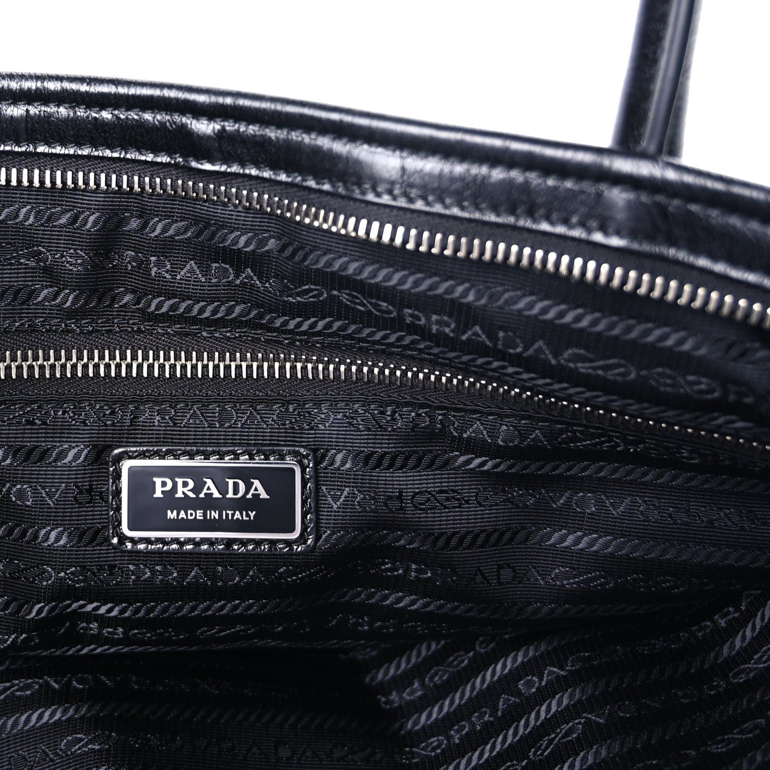 Prada Glossy Calfskin Triangle Extra Large Bonnie Shoulder Bag Black