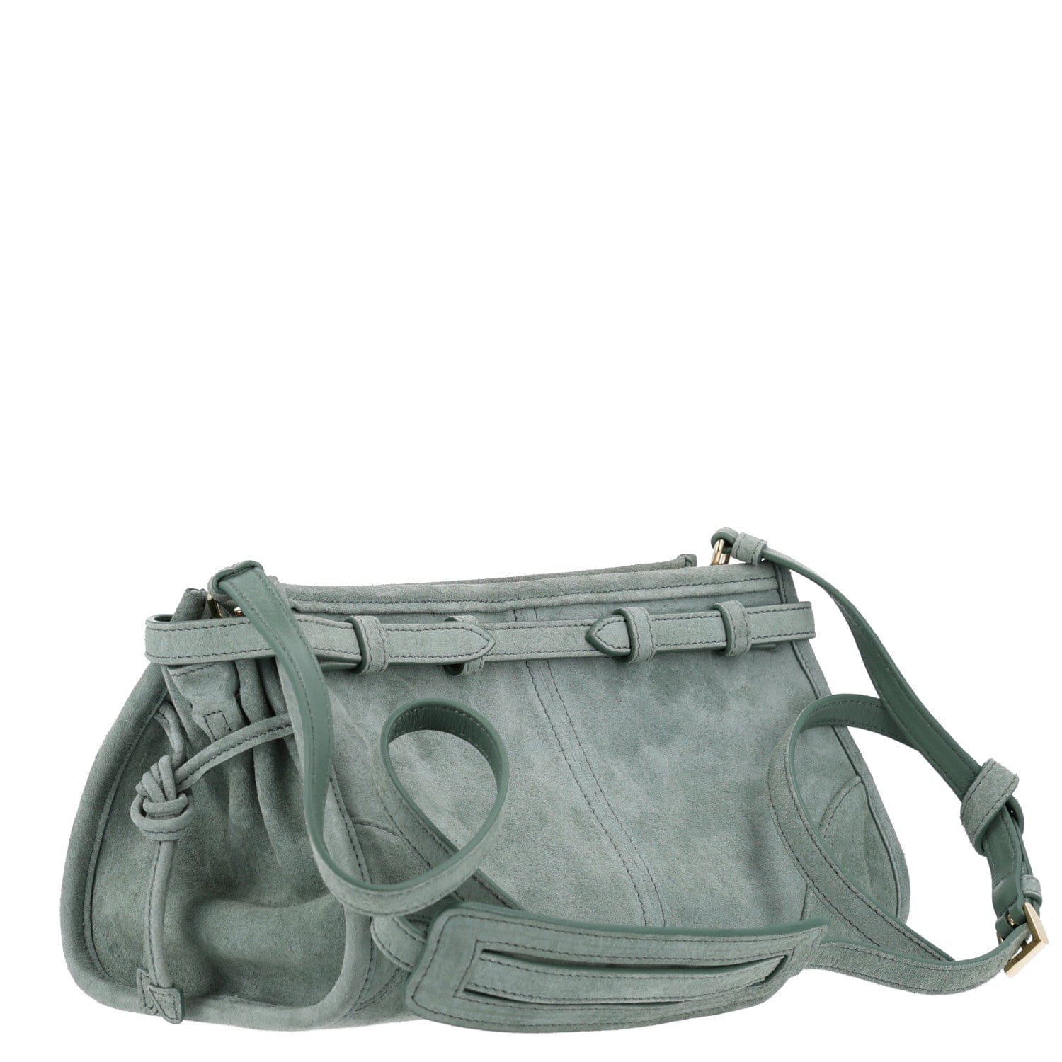 Prada Scamosciato Triangle Small Bonnie Shoulder Bag Salvia
