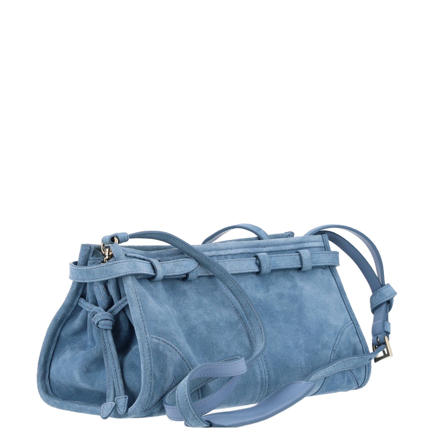 Prada Scamosciato Triangle Small Bonnie Shoulder Bag Astrale