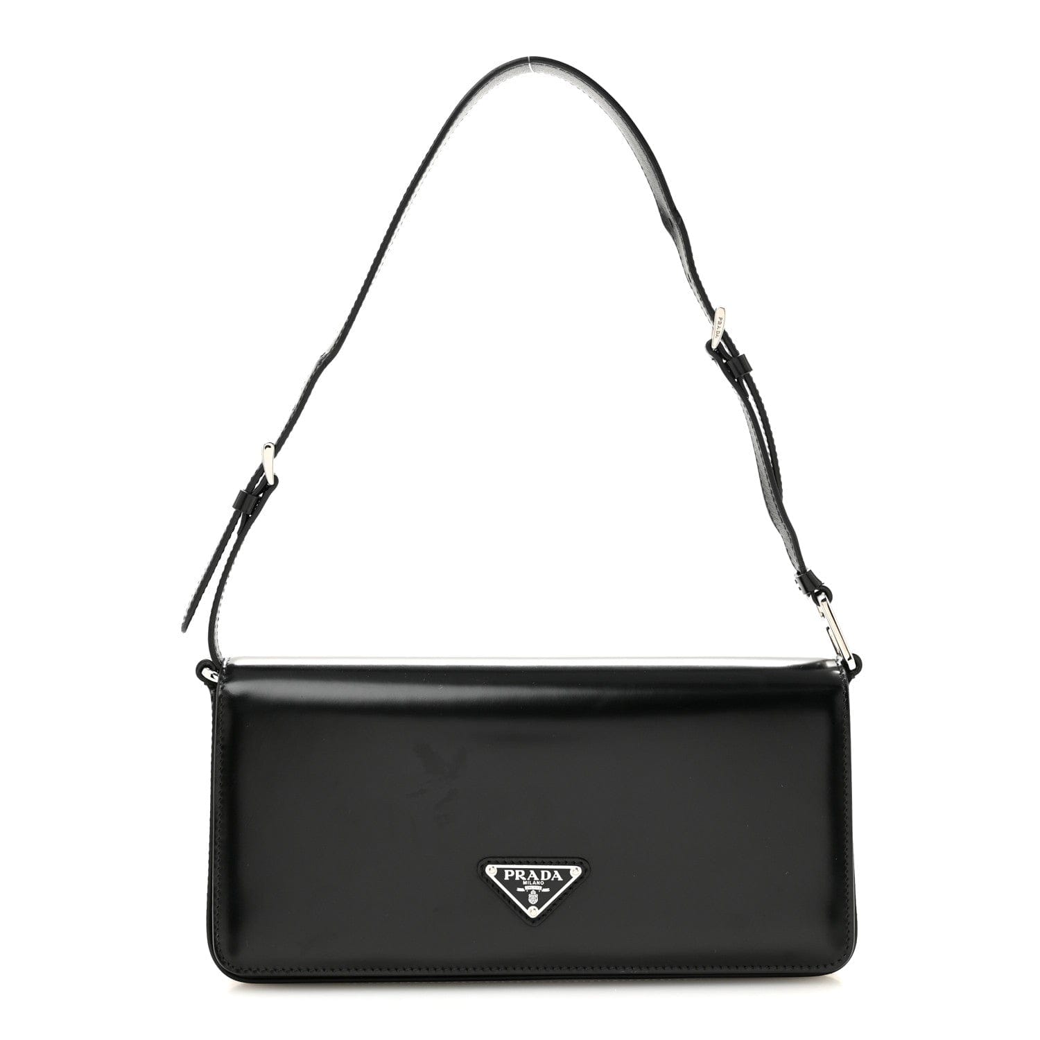 Prada Spazzolato Femme Flap Shoulder Bag Black