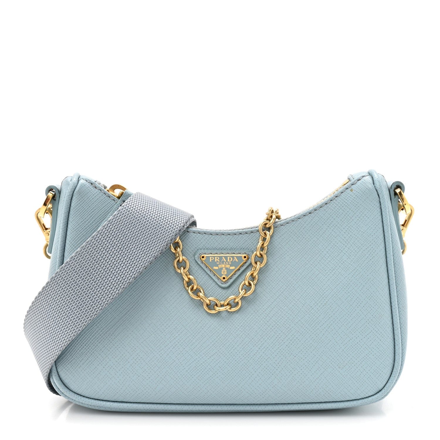 Prada Saffiano Lux Re - Edition 2005 Mini Shoulder Bag Celeste