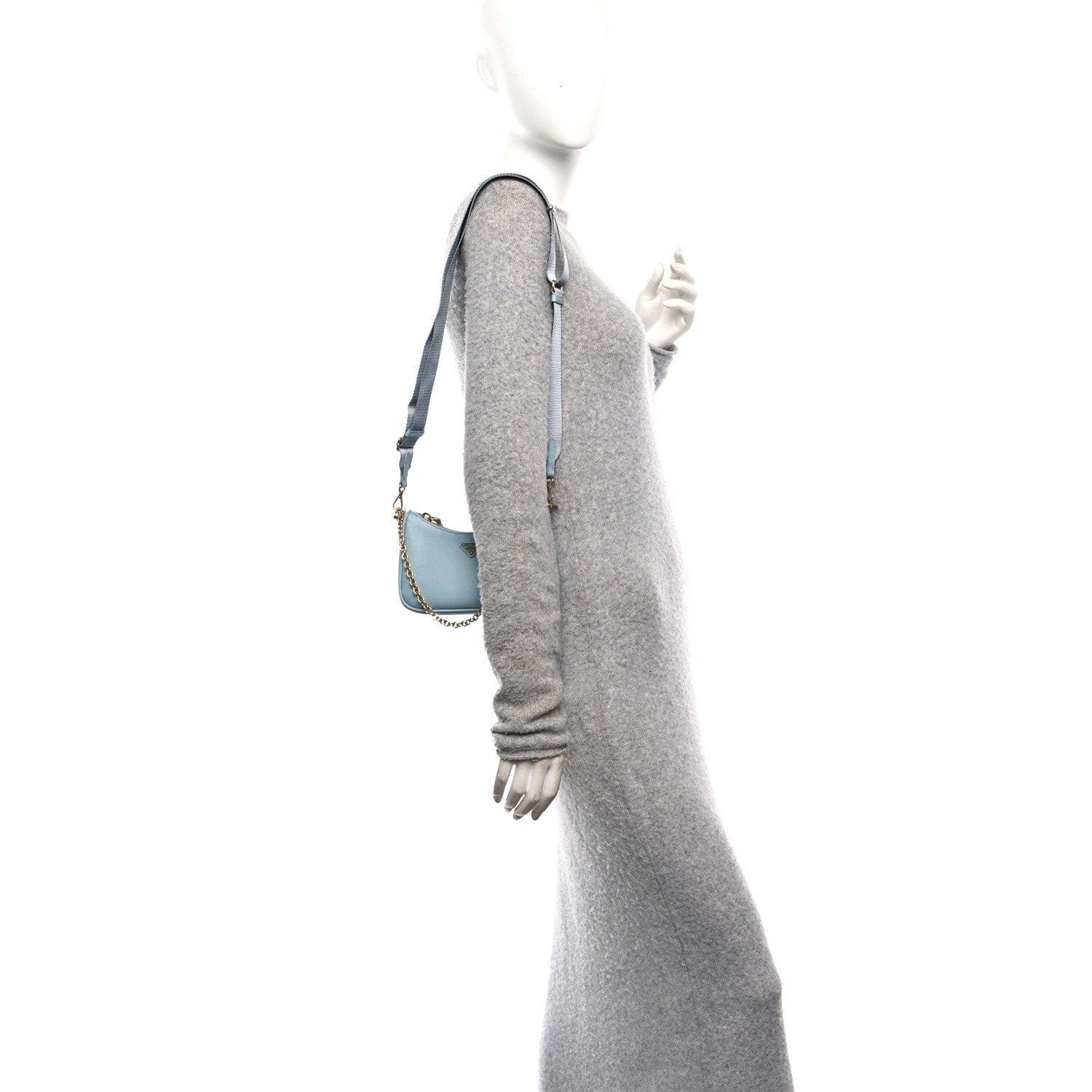 Prada Saffiano Lux Re - Edition 2005 Mini Shoulder Bag Celeste