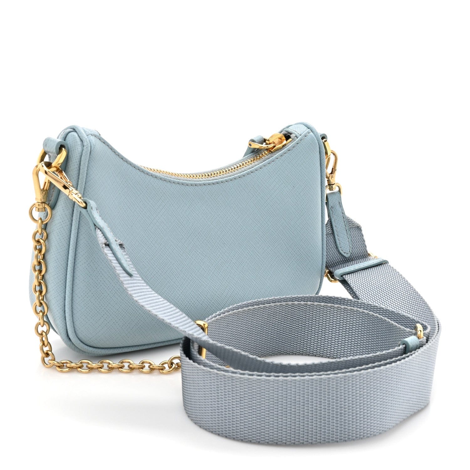Prada Saffiano Lux Re - Edition 2005 Mini Shoulder Bag Celeste