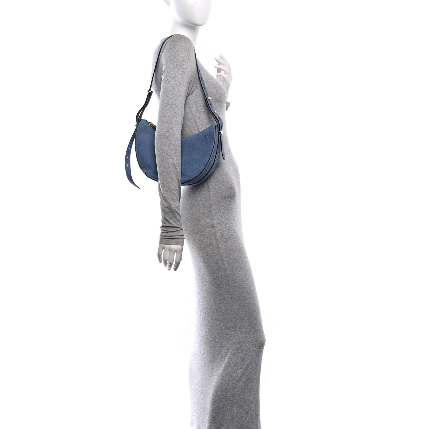 Prada Nubuck Small Arque Shoulder Bag Aviation Blue
