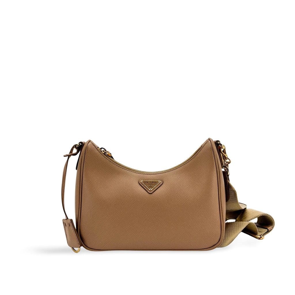 Prada Re - Edition 2005 Saffiano Leather Shoulder Bag Beige