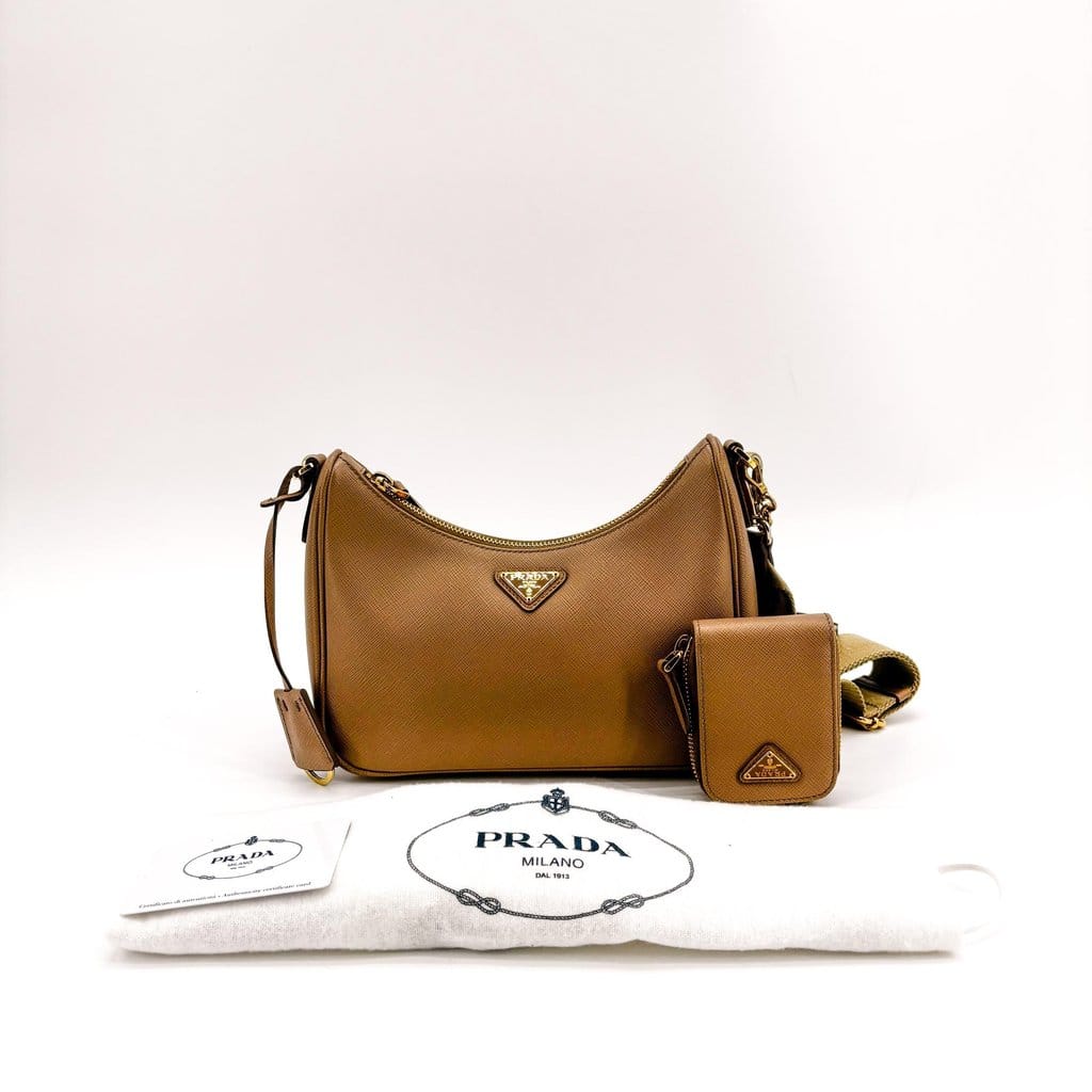 Prada Re - Edition 2005 Saffiano Leather Shoulder Bag Beige