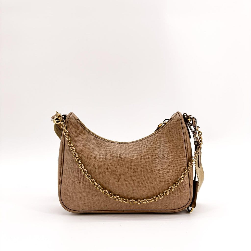 Prada Re - Edition 2005 Saffiano Leather Shoulder Bag Beige