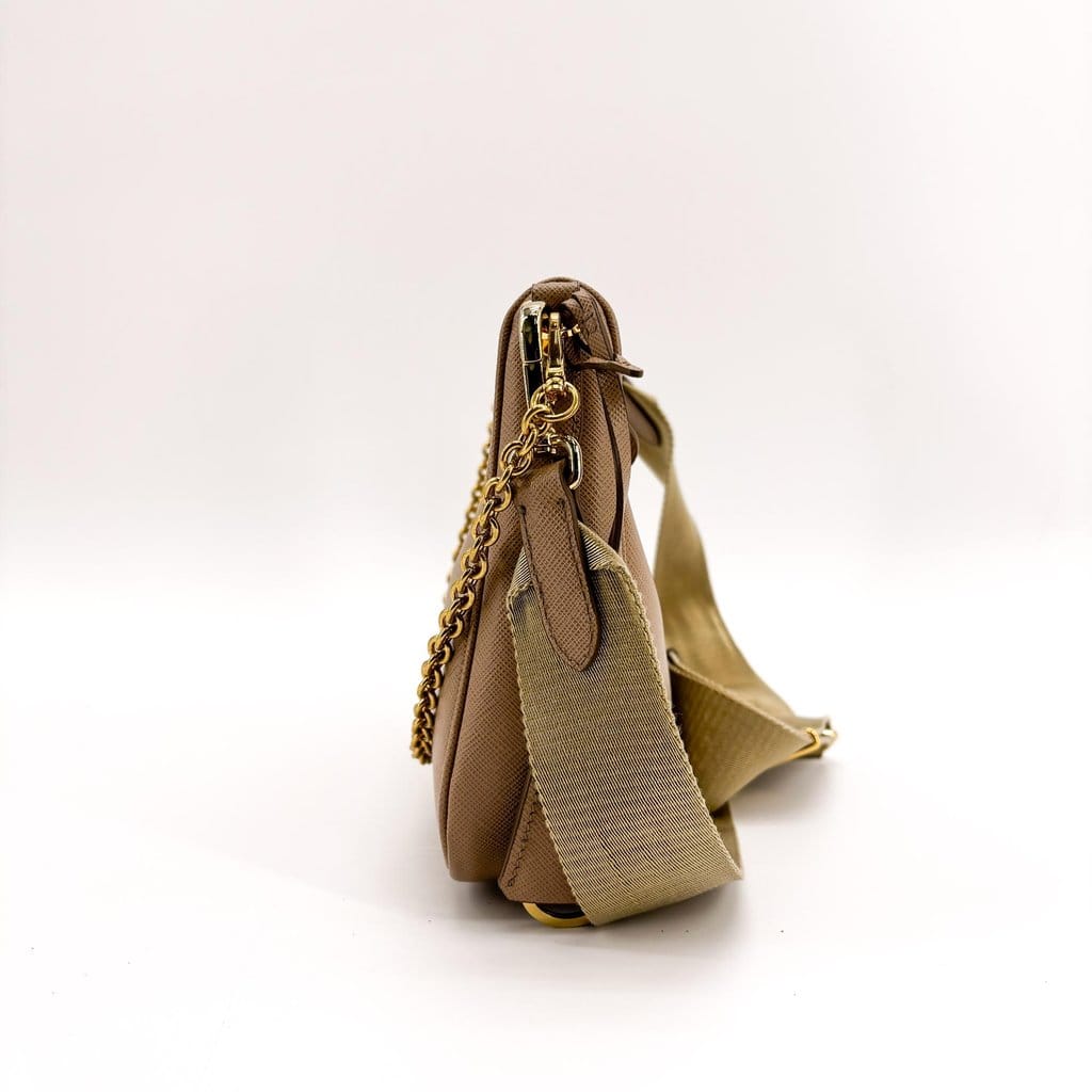 Prada Re - Edition 2005 Saffiano Leather Shoulder Bag Beige