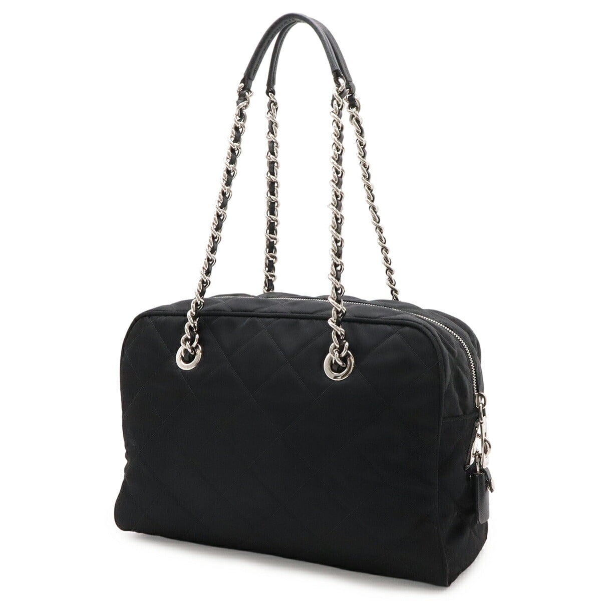 Prada Nylon Leather Chain Shoulder Bag