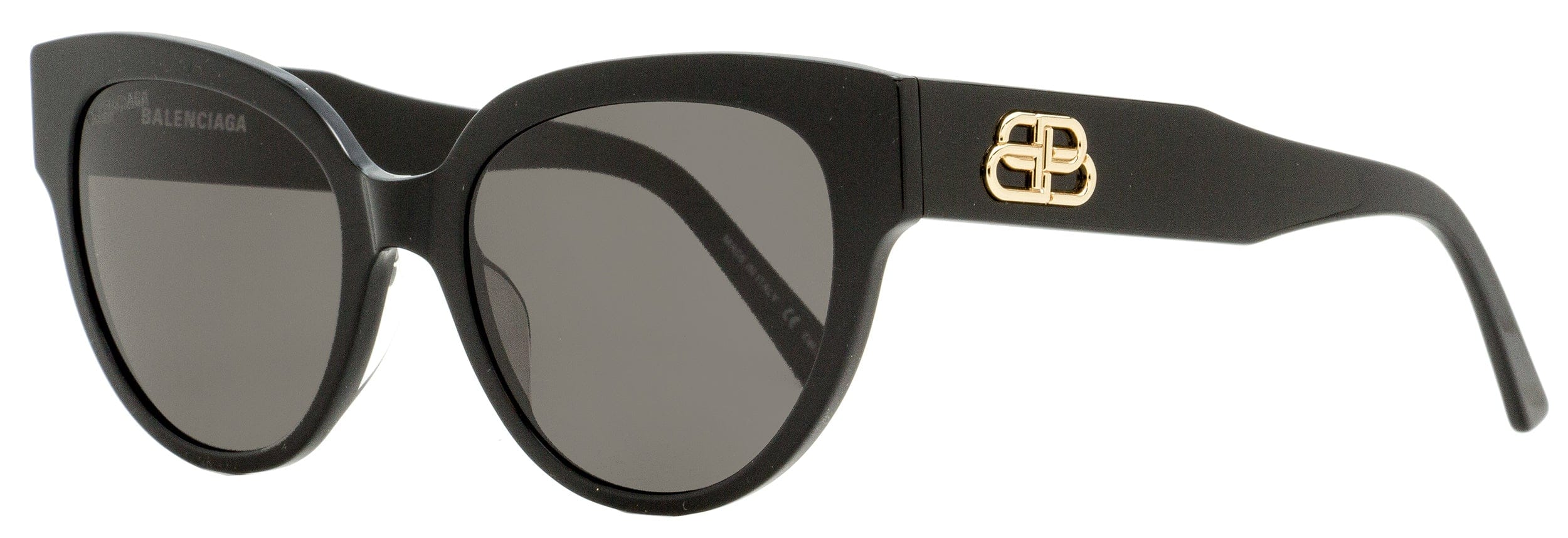 Balenciaga Oval Sunglasses BB0050S 001 Black/Gold 55 mm