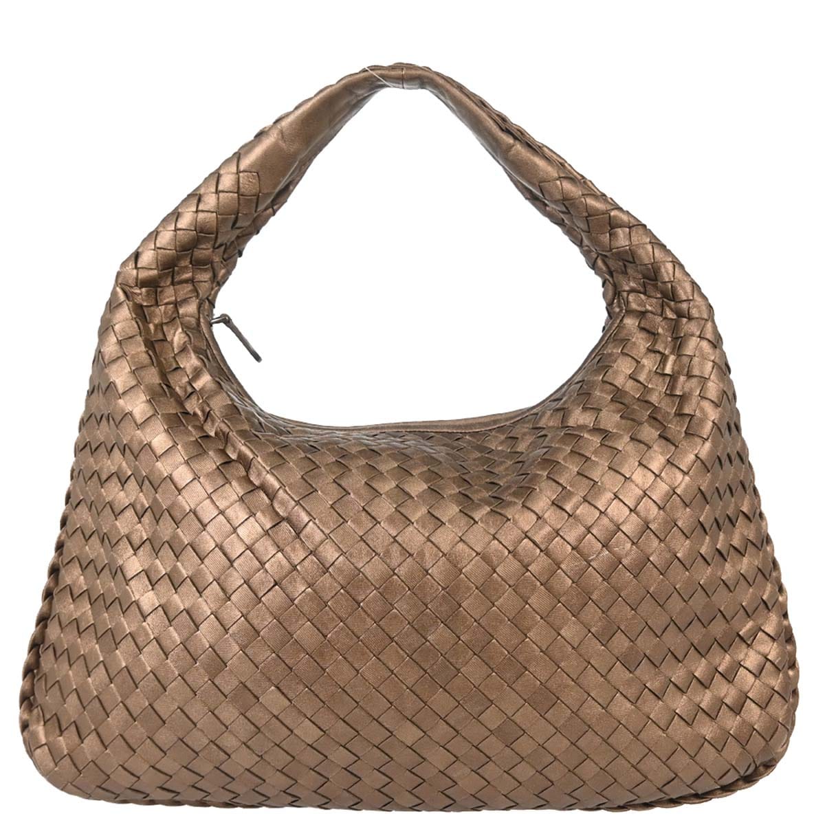 Bottega Veneta Bronze Lambskin Intrecciato Hobo Handbag