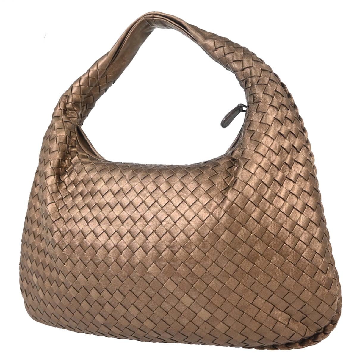 Bottega Veneta Bronze Lambskin Intrecciato Hobo Handbag