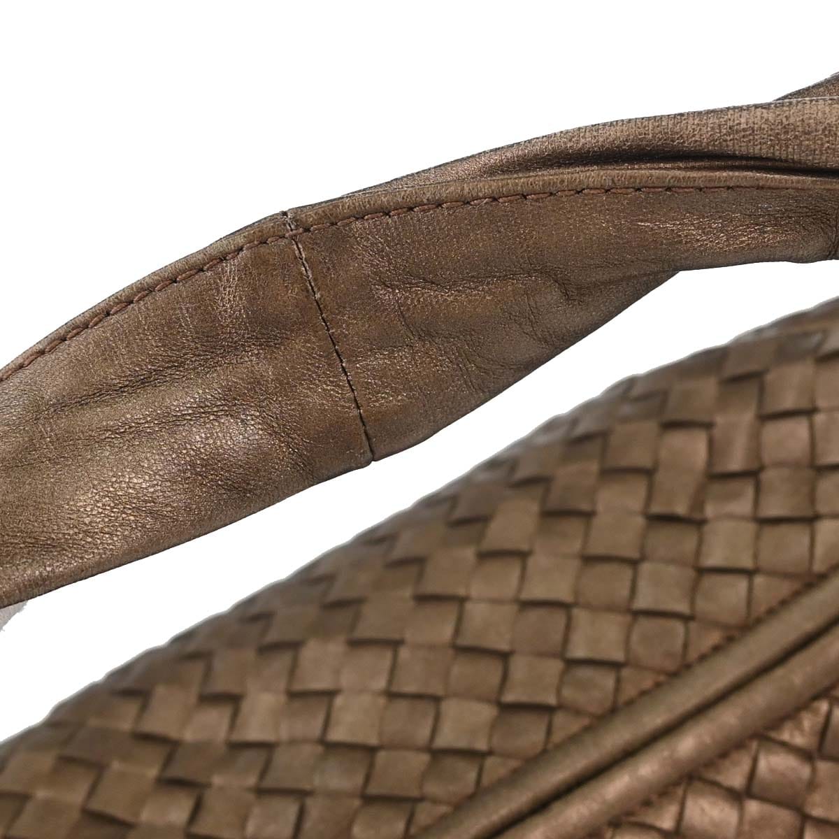 Bottega Veneta Bronze Lambskin Intrecciato Hobo Handbag
