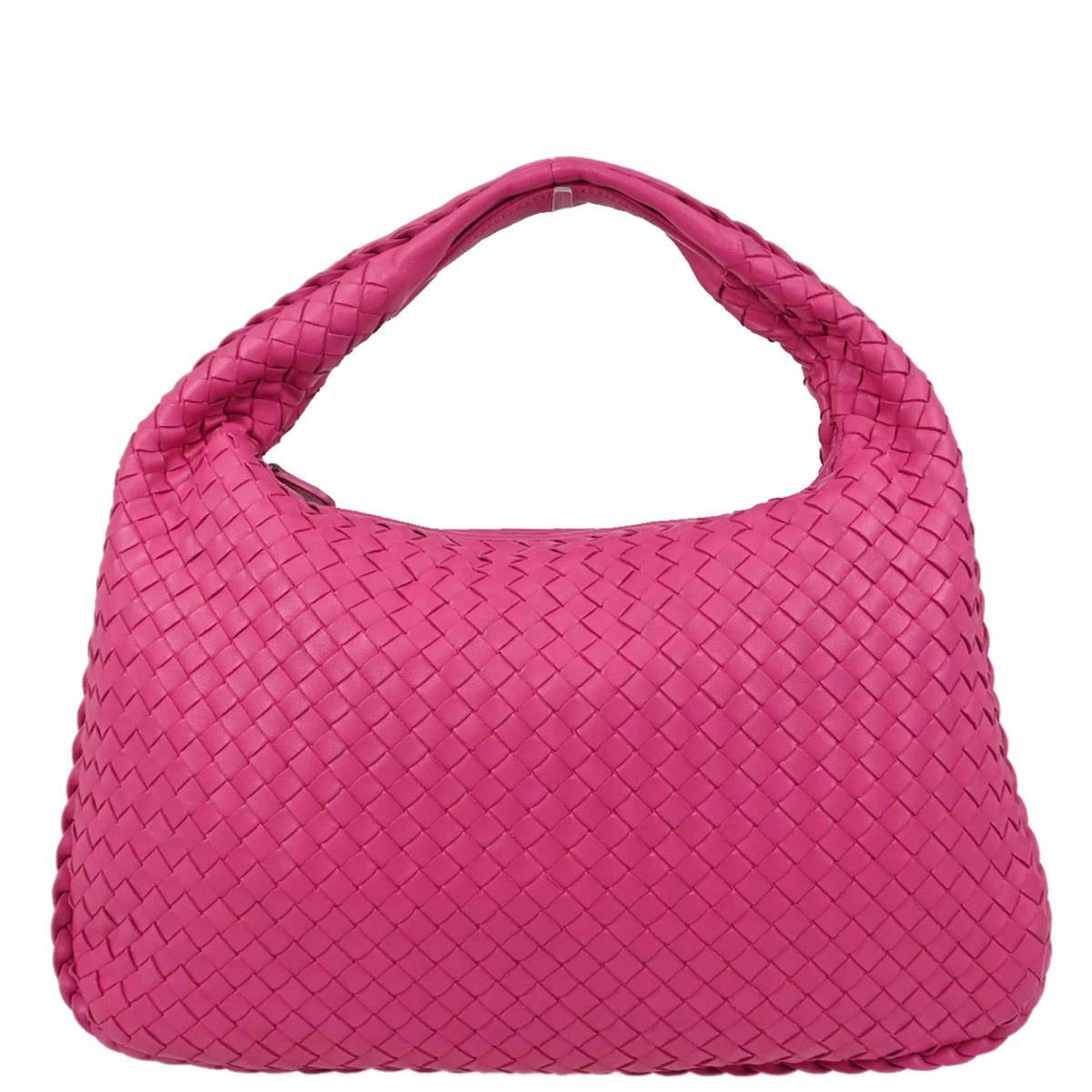Bottega Veneta Pink Lambskin Intrecciato Hobo Handbag