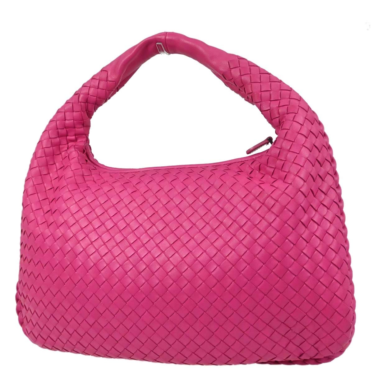 Bottega Veneta Pink Lambskin Intrecciato Hobo Handbag