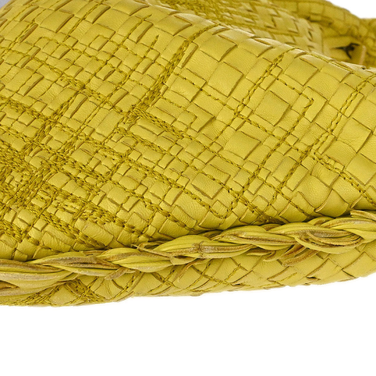 Bottega Veneta Yellow Lambskin Intrecciato Hobo Handbag