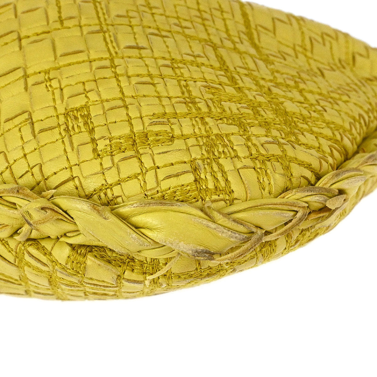 Bottega Veneta Yellow Lambskin Intrecciato Hobo Handbag