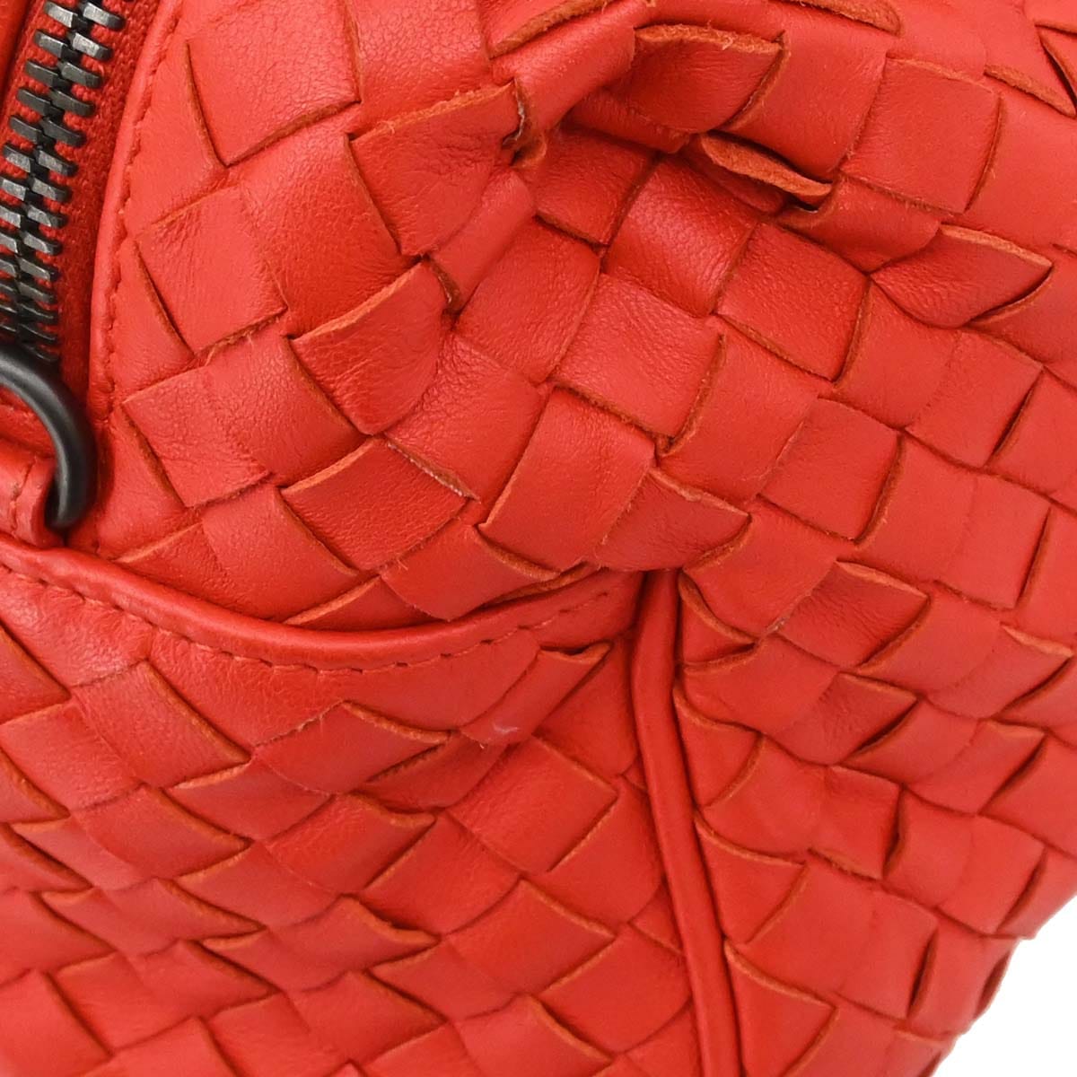 Bottega Veneta Red Lambskin Intrecciato 2way Shoulder Handbag