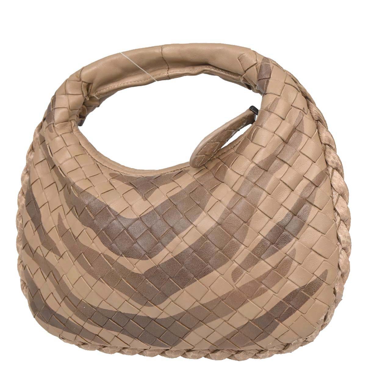 Bottega Veneta * Beige Lambskin Python Intrecciato Hobo Handbag