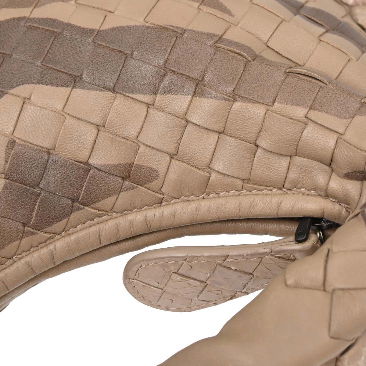 Bottega Veneta * Beige Lambskin Python Intrecciato Hobo Handbag