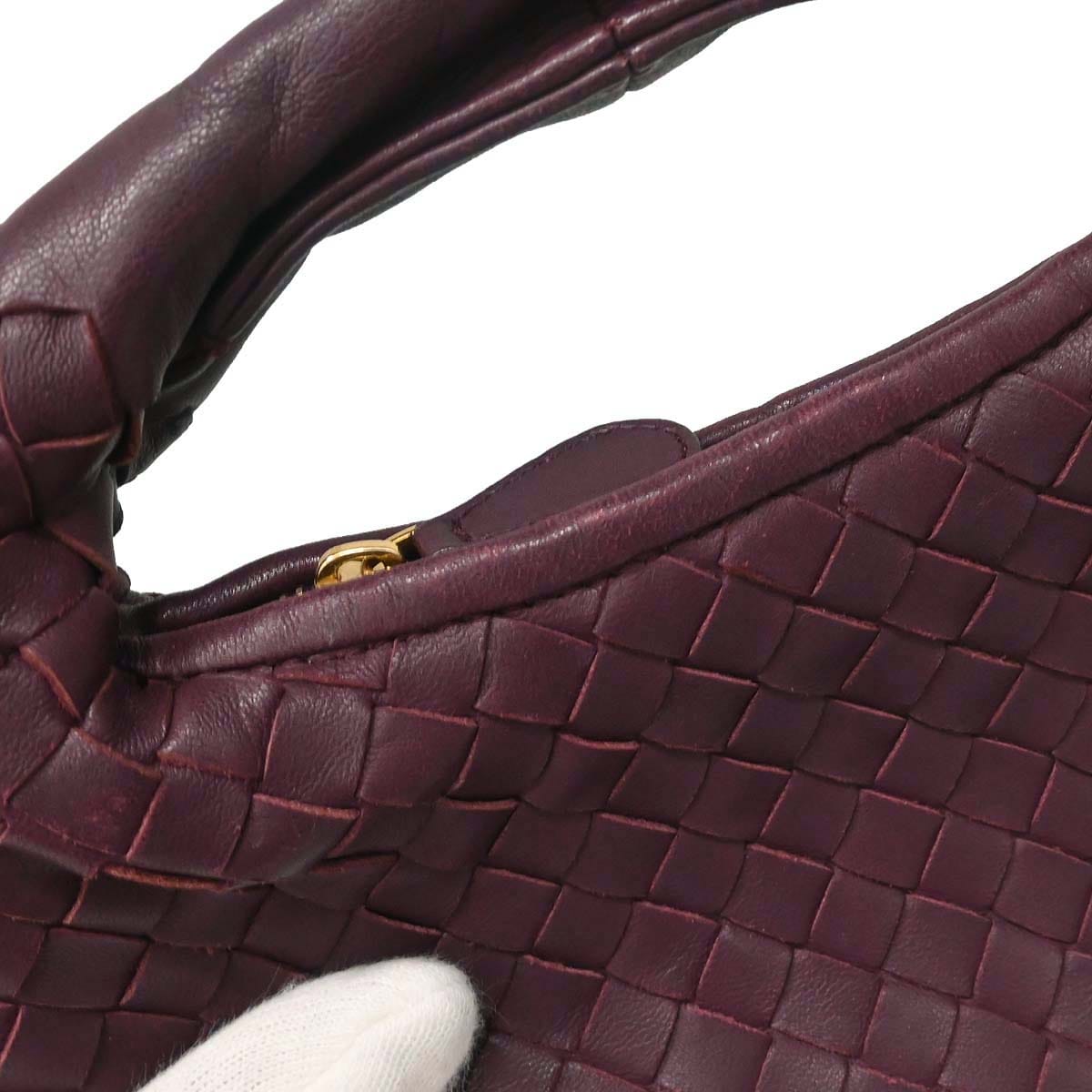 Bottega Veneta Purple Lambskin Intrecciato Hobo Handbag