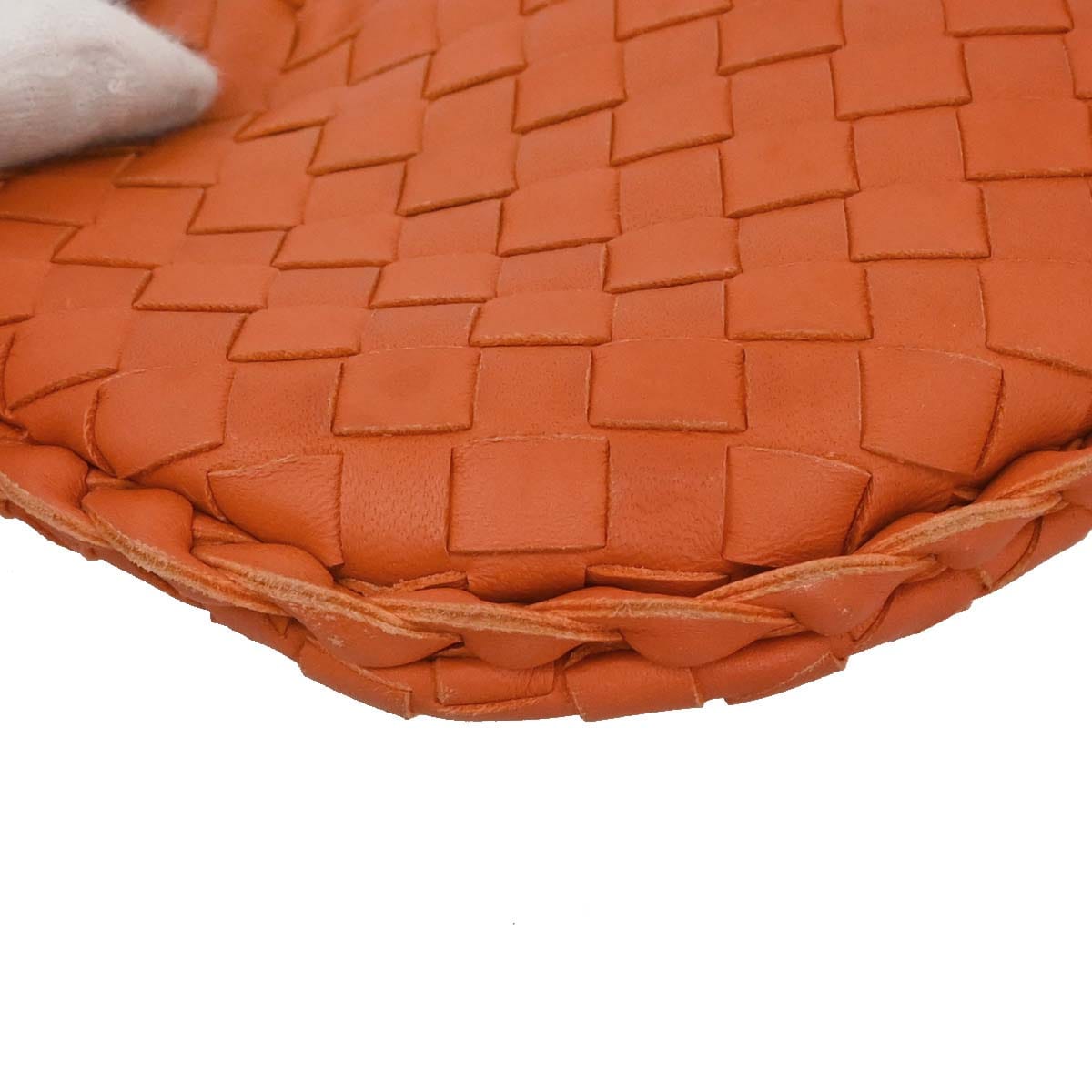 Bottega Veneta Orange Lambskin Intrecciato Hobo Handbag