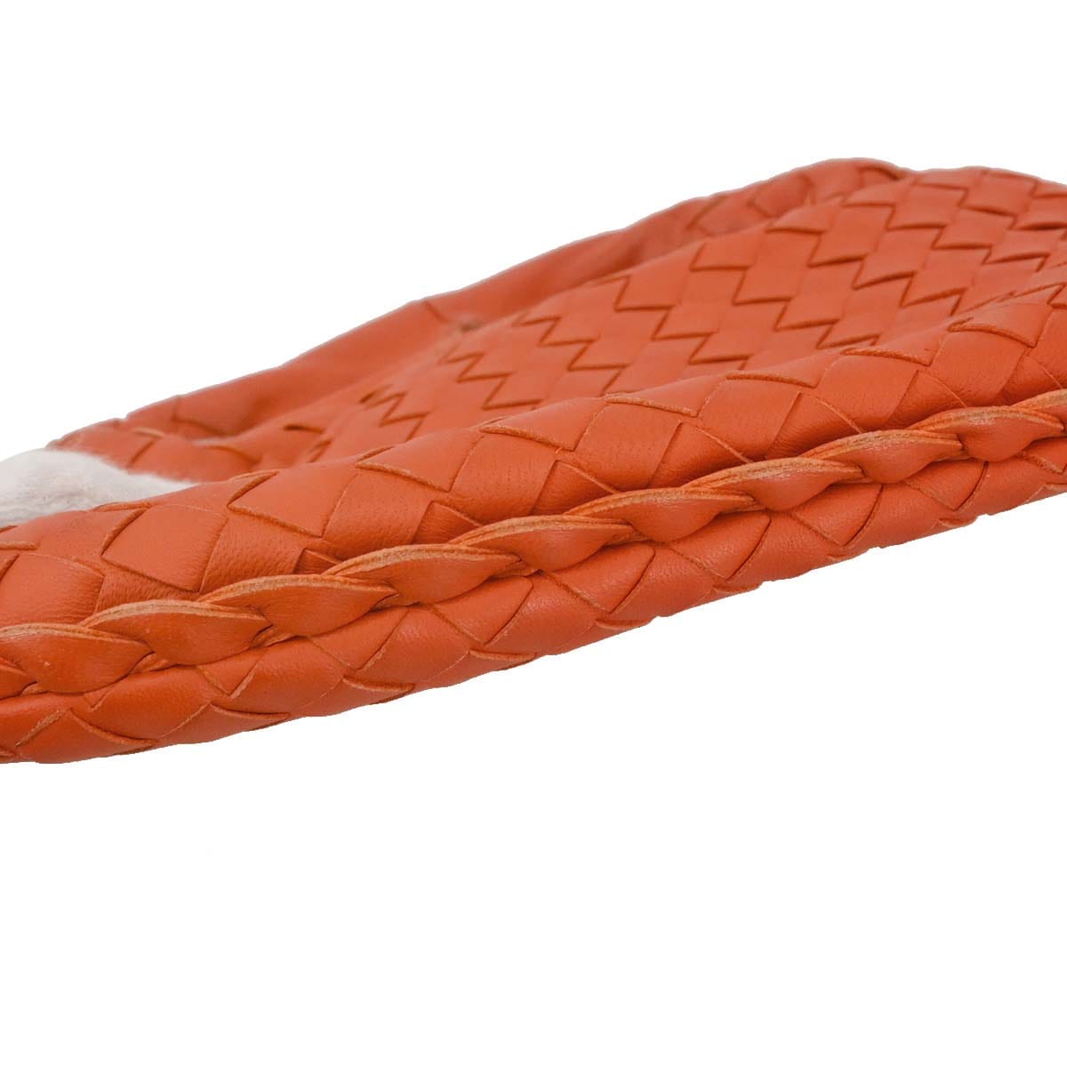 Bottega Veneta Orange Lambskin Intrecciato Hobo Handbag