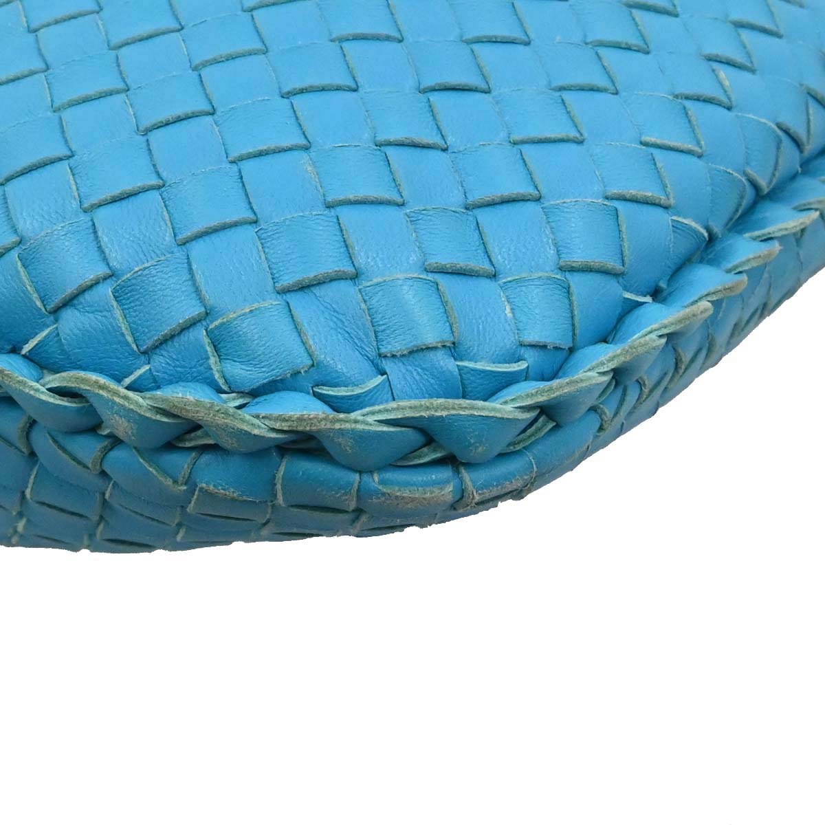 Bottega Veneta Blue Lambskin Intrecciato Hobo Handbag