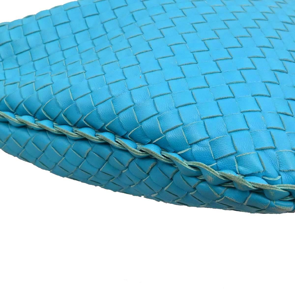 Bottega Veneta Blue Lambskin Intrecciato Hobo Handbag