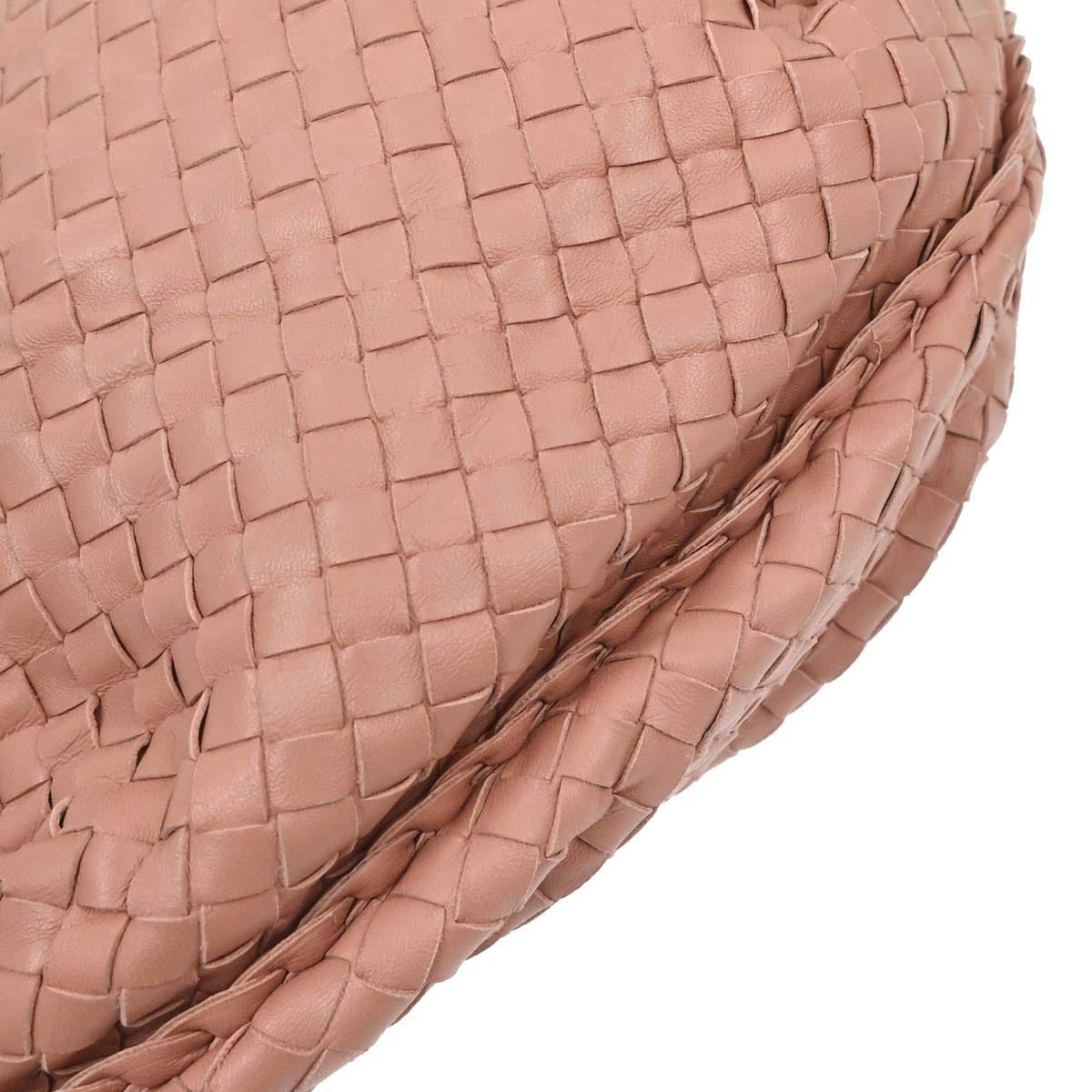 Bottega Veneta Pink Beige Lambskin Intrecciato Hobo Handbag