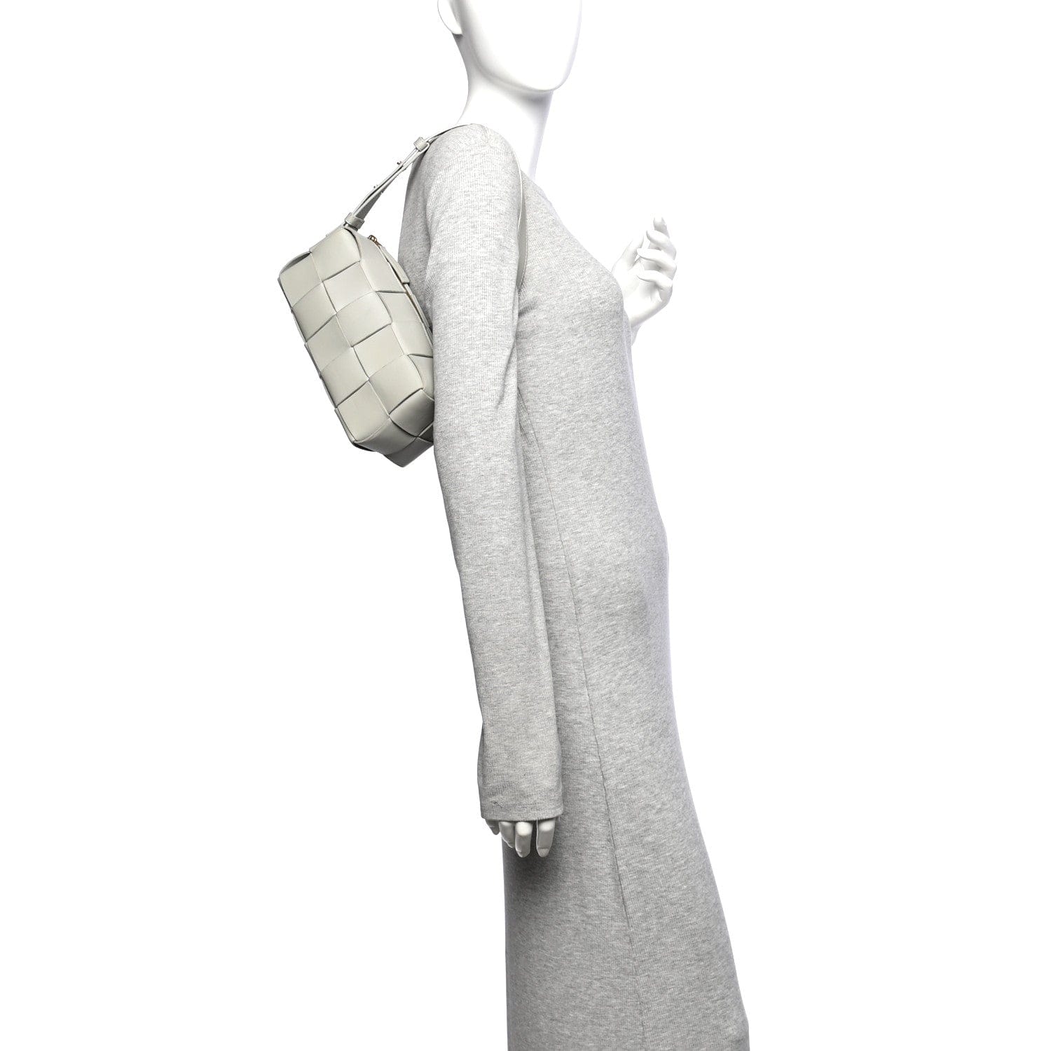 Bottega Veneta Lambskin Maxi Intrecciato Small Brick Cassette Bag Agate Grey