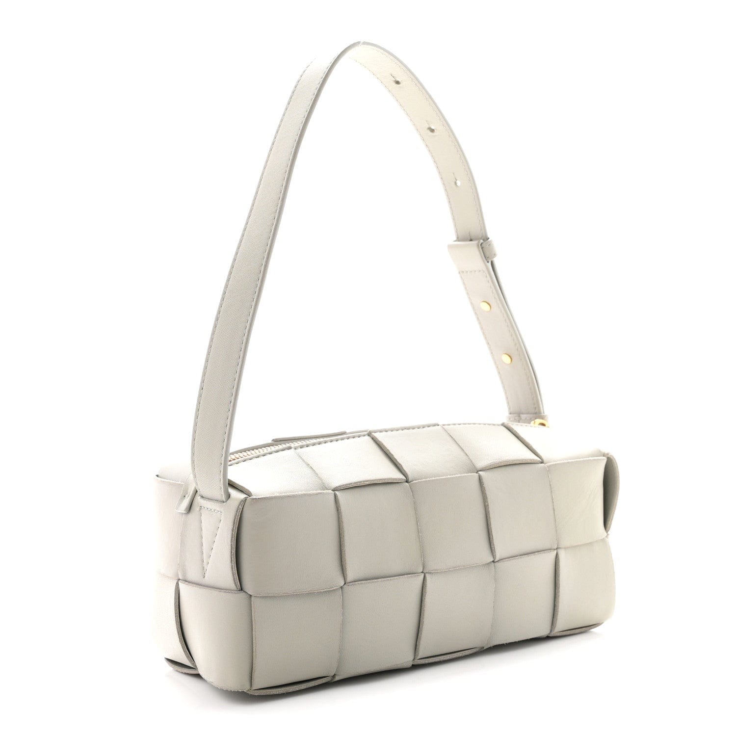 Bottega Veneta Lambskin Maxi Intrecciato Small Brick Cassette Bag Agate Grey