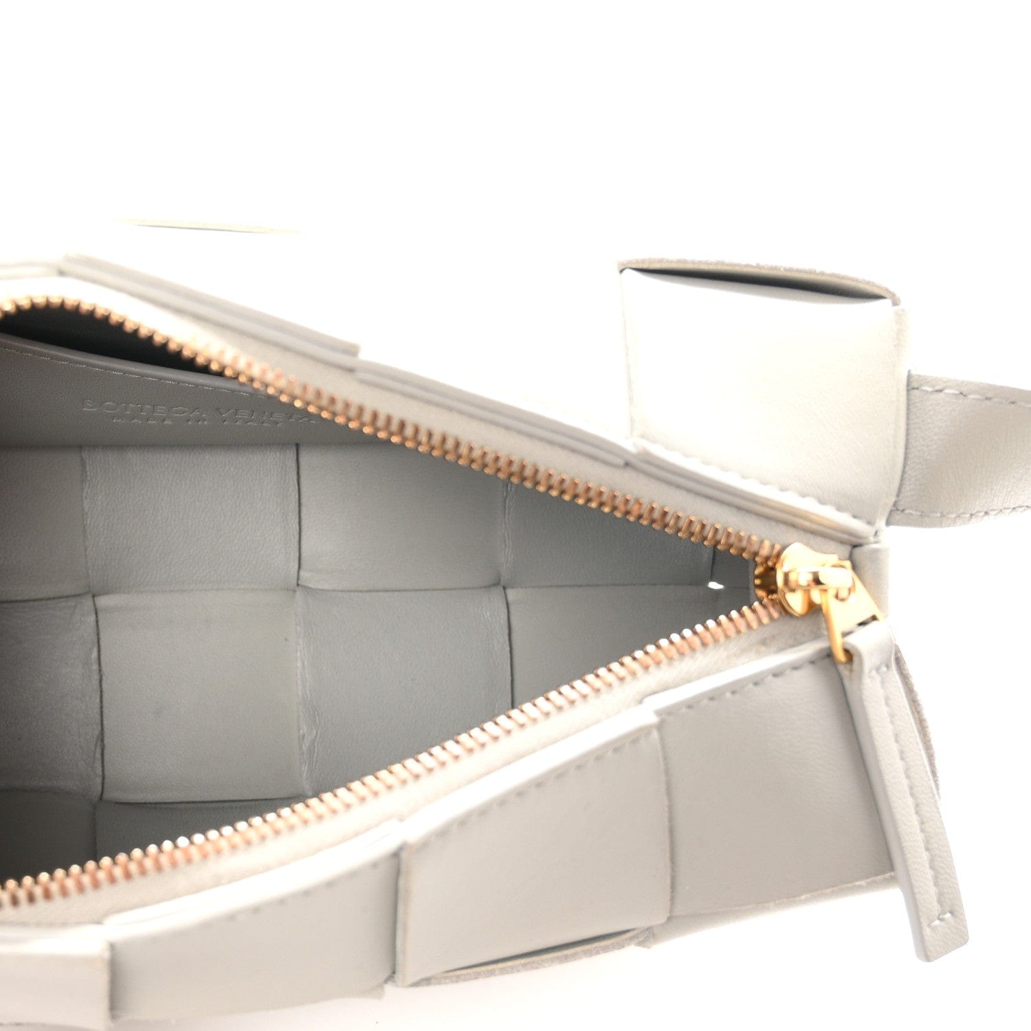 Bottega Veneta Lambskin Maxi Intrecciato Small Brick Cassette Bag Agate Grey