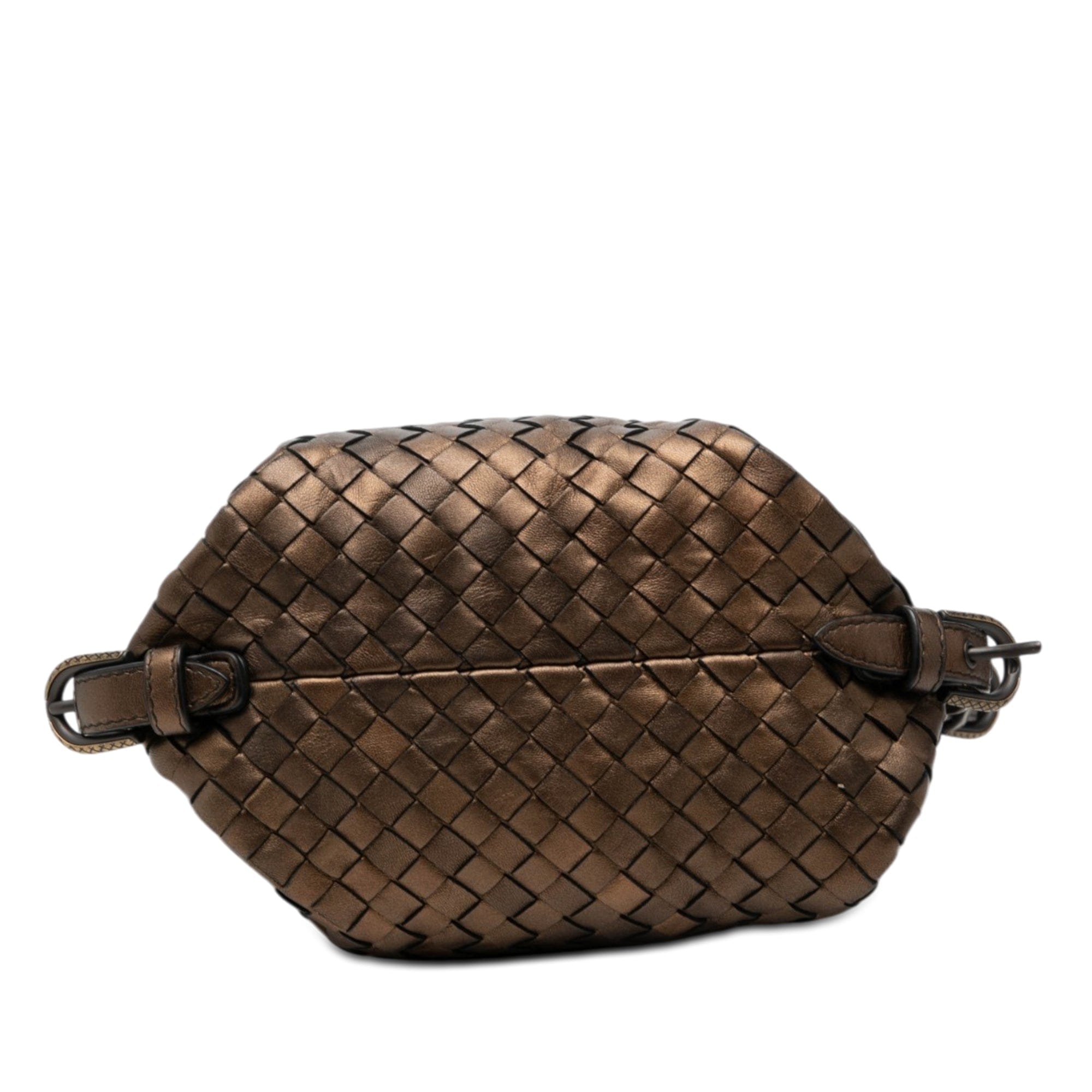 Bottega Veneta Metallic Nappa Intrecciato Belted Loop Handbag
