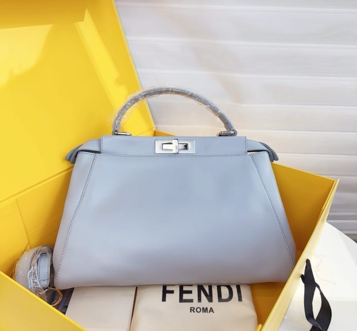 Fendi Light Blue Smooth Leather Peekaboo Essential Bag C19488652355