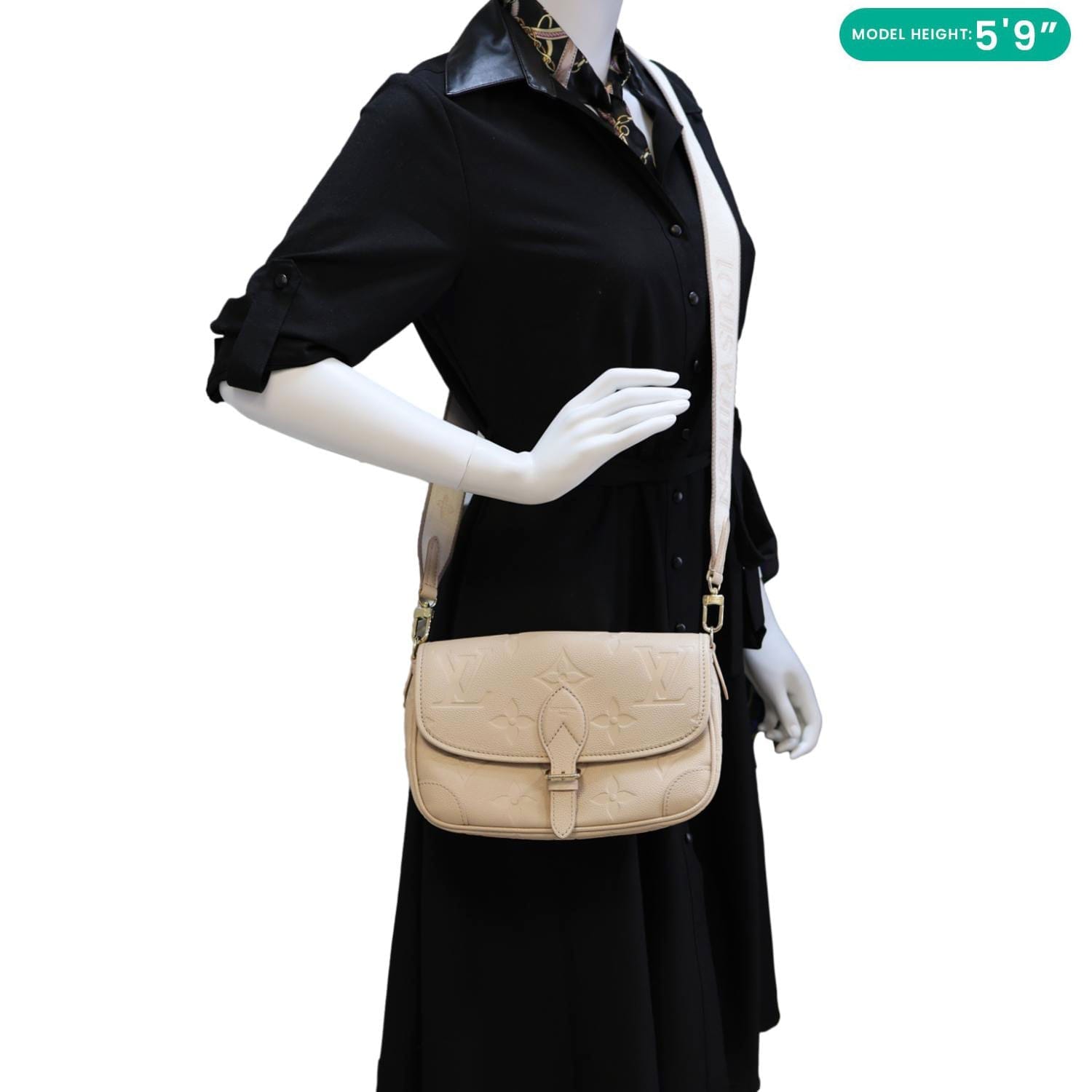 LOUIS VUITTON Diane Empreinte Monogram Leather Shoulder Bag Cream