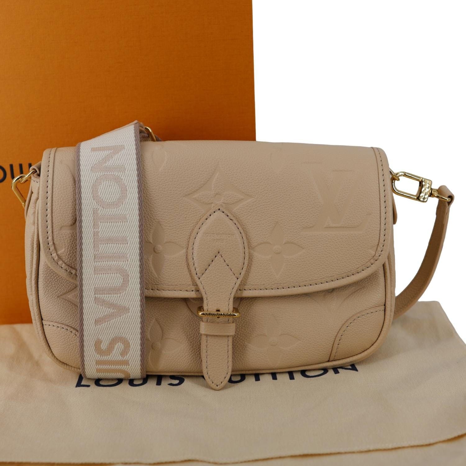 LOUIS VUITTON Diane Empreinte Monogram Leather Shoulder Bag Cream