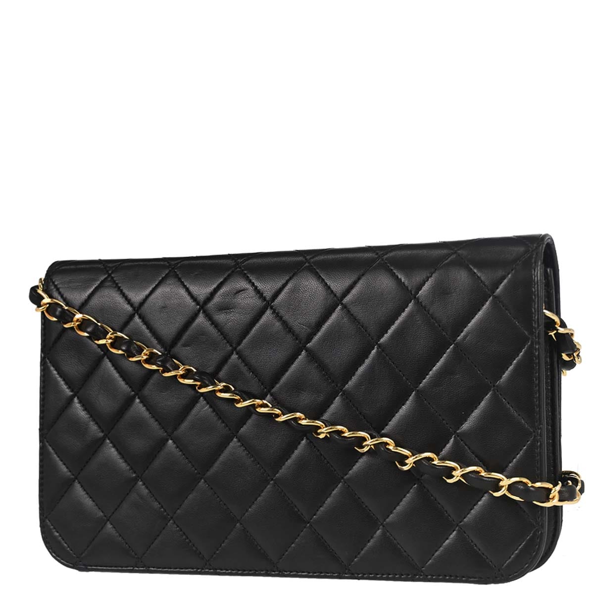 Louis Vuitton Chanel 1997 - 1999 Black Lambskin Pushlock Small Full Flap Shoulder Bag