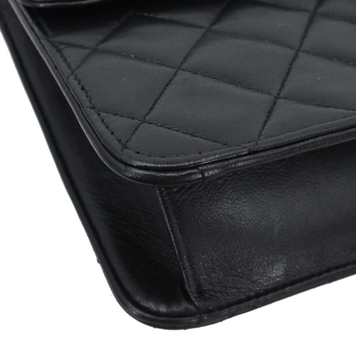 Louis Vuitton Chanel 1996 - 1997 Black Lambskin Pushlock Medium Half Flap Shoulder Bag