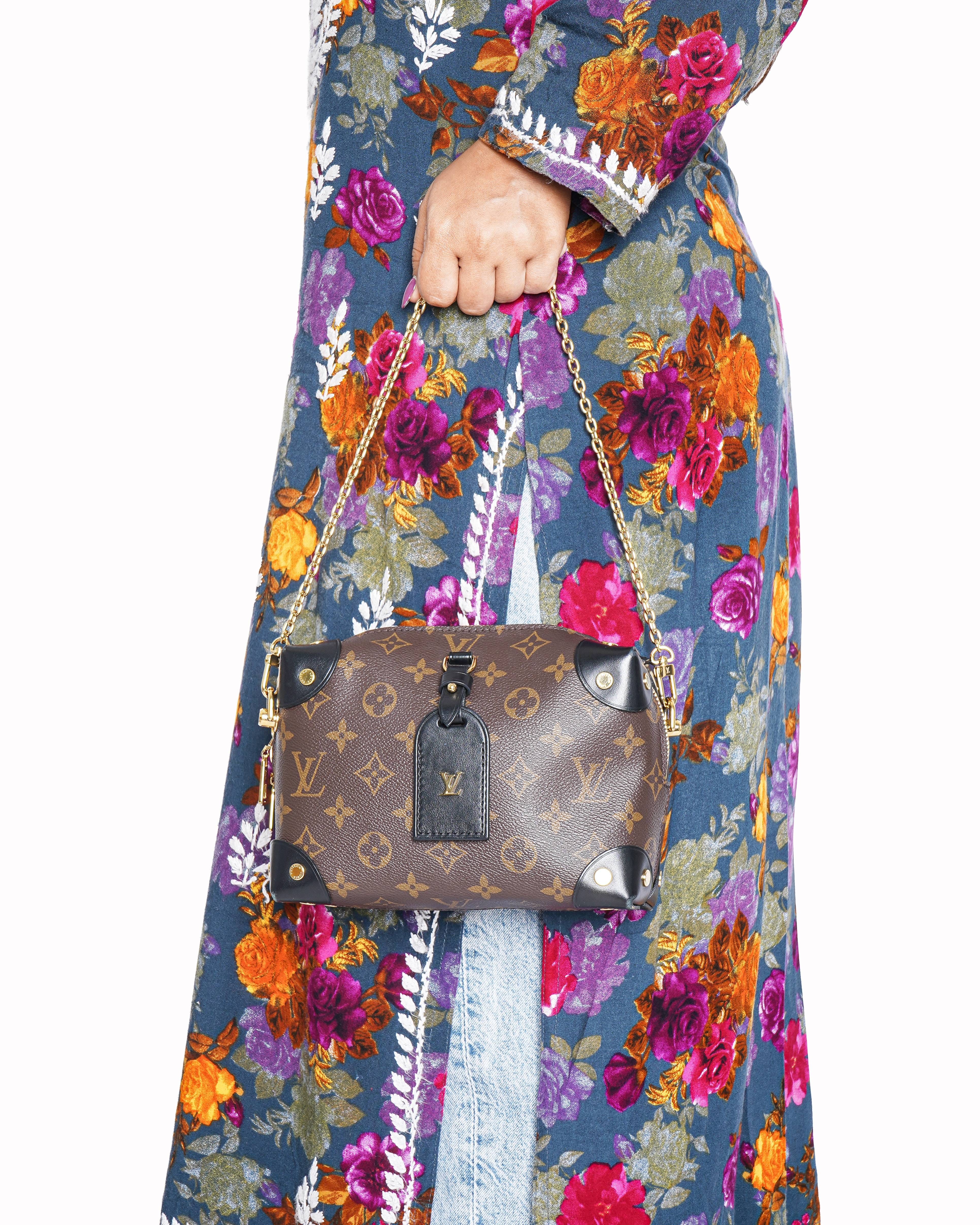 Louis Vuitton Monogram Canvas and Leather Petite Malle Souple Bag