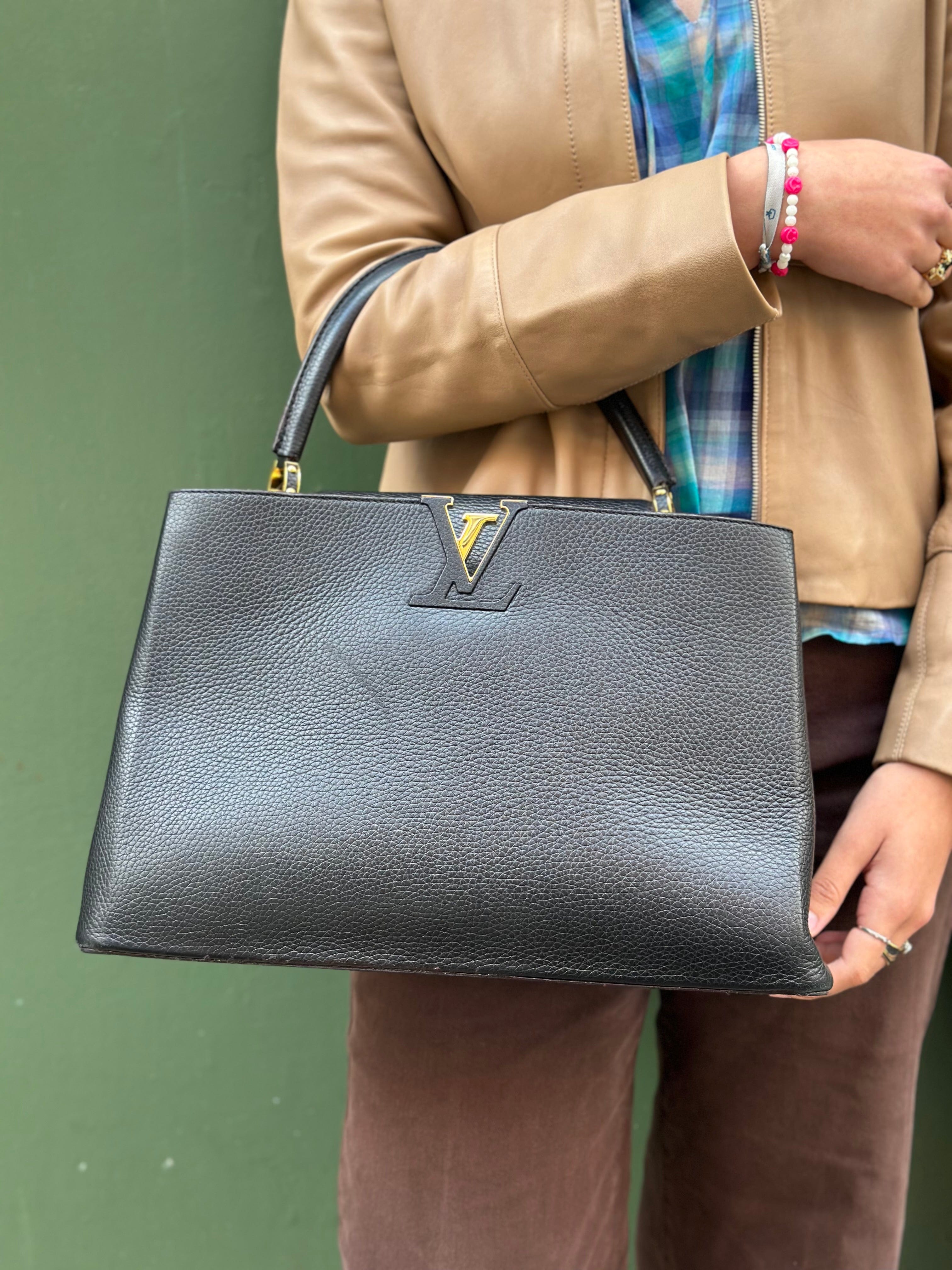 Louis Vuitton Black Leather Cappucine Shoulder Bag