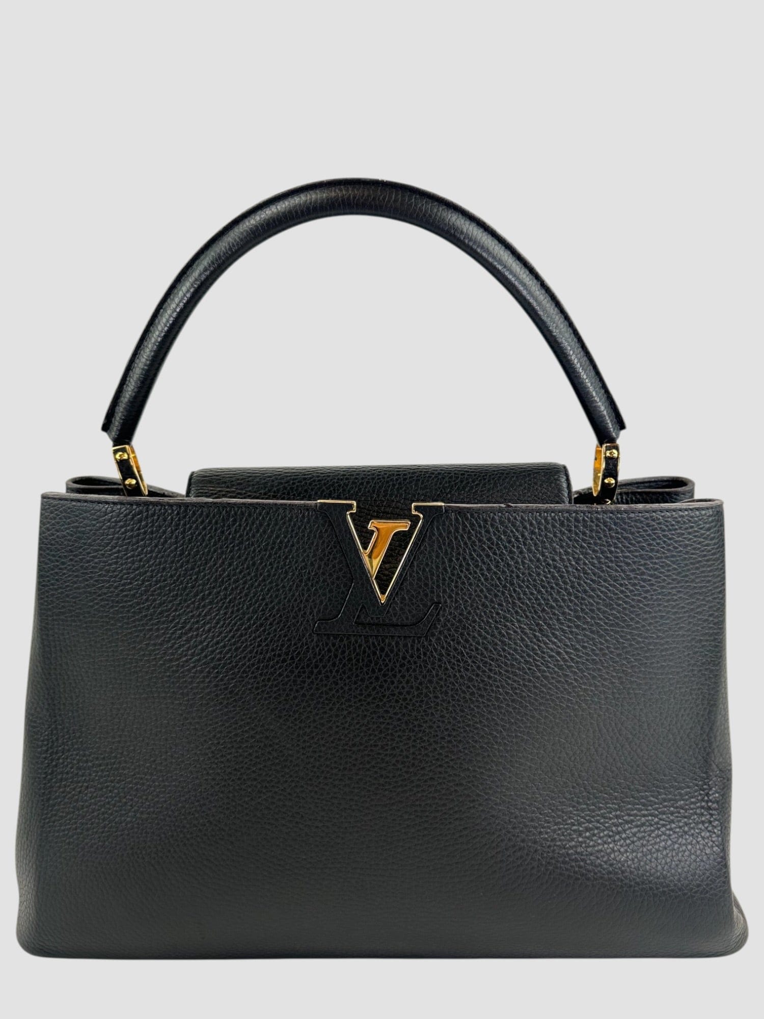 Louis Vuitton Black Leather Cappucine Shoulder Bag