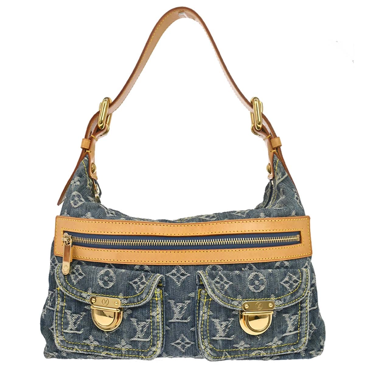 Louis Vuitton 2006 Blue Monogram Denim Baggy PM Shoulder Bag M95049