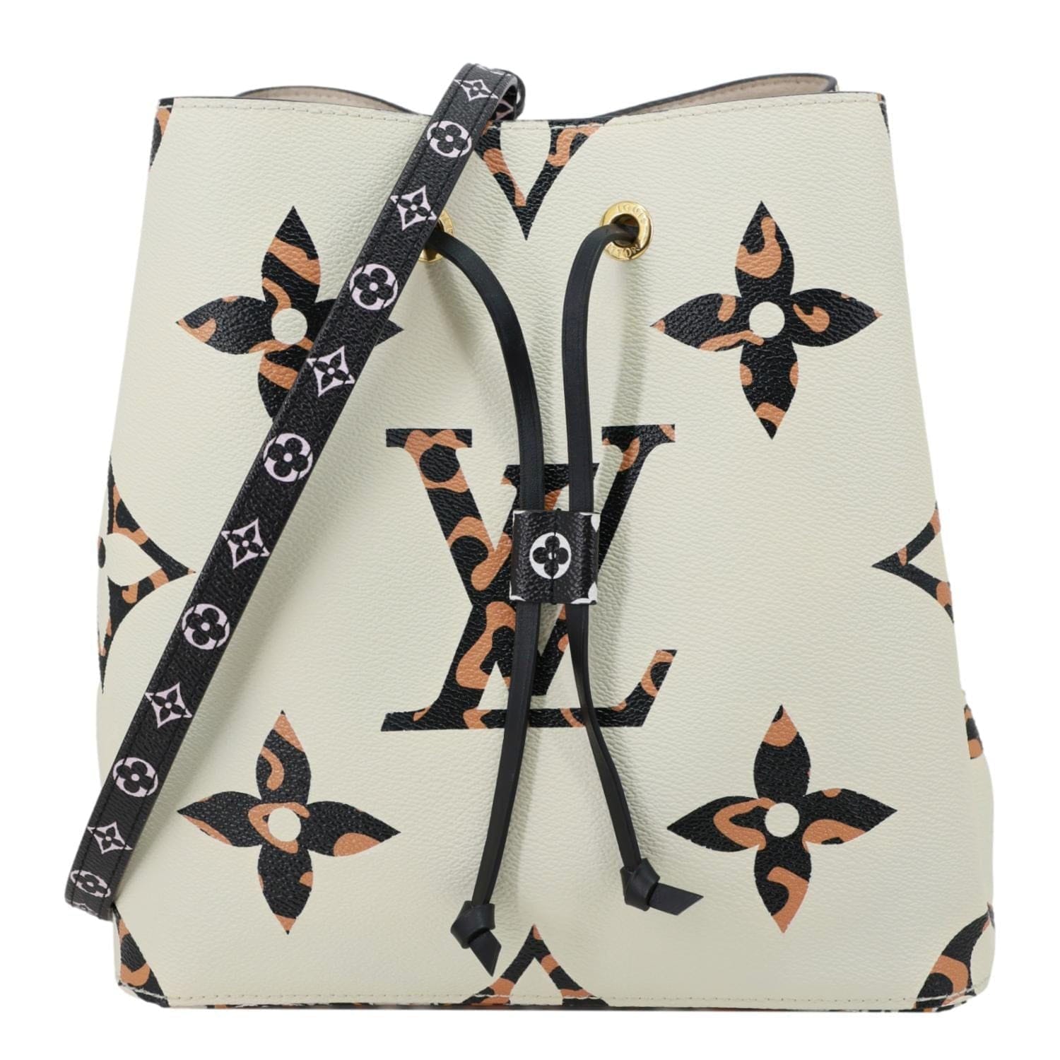 LOUIS VUITTON Neonoe MM Giant Jungle Canvas Bucket Shoulder Bag White