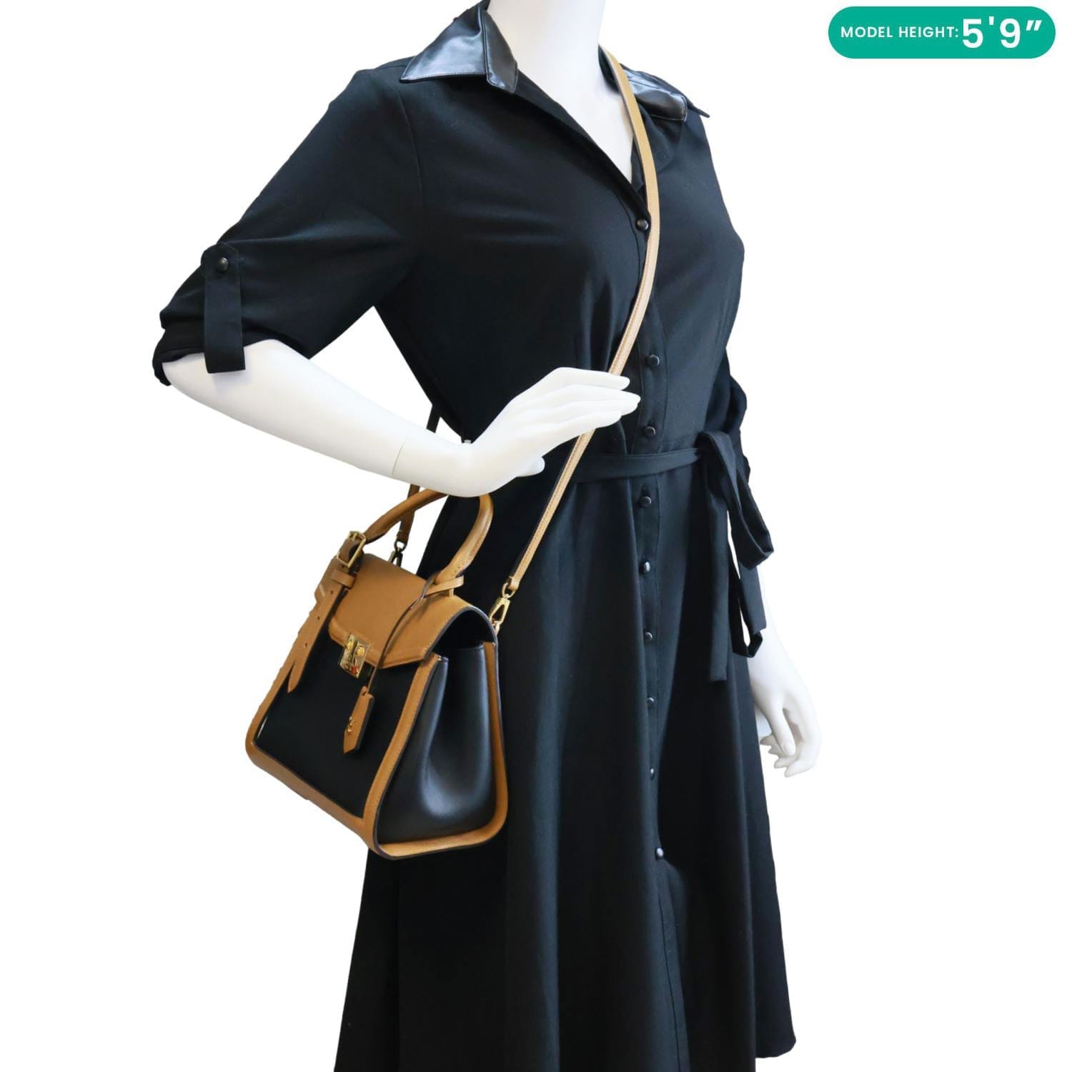 LOUIS VUITTON Arch PM Leather Shoulder Bag Black