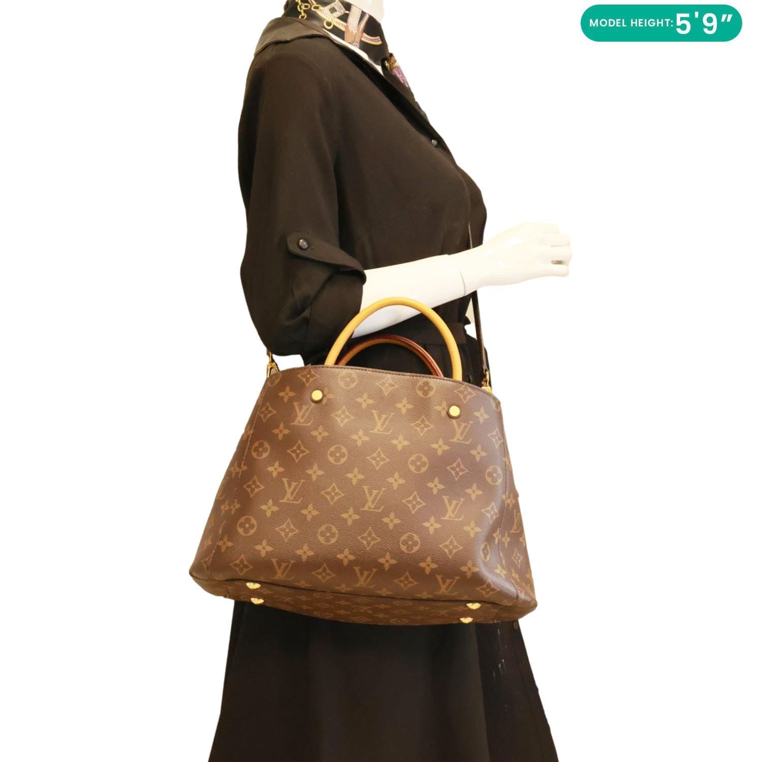 Louis Vuitton Montaigne MM Monogram Canvas Shoulder Bag Brown